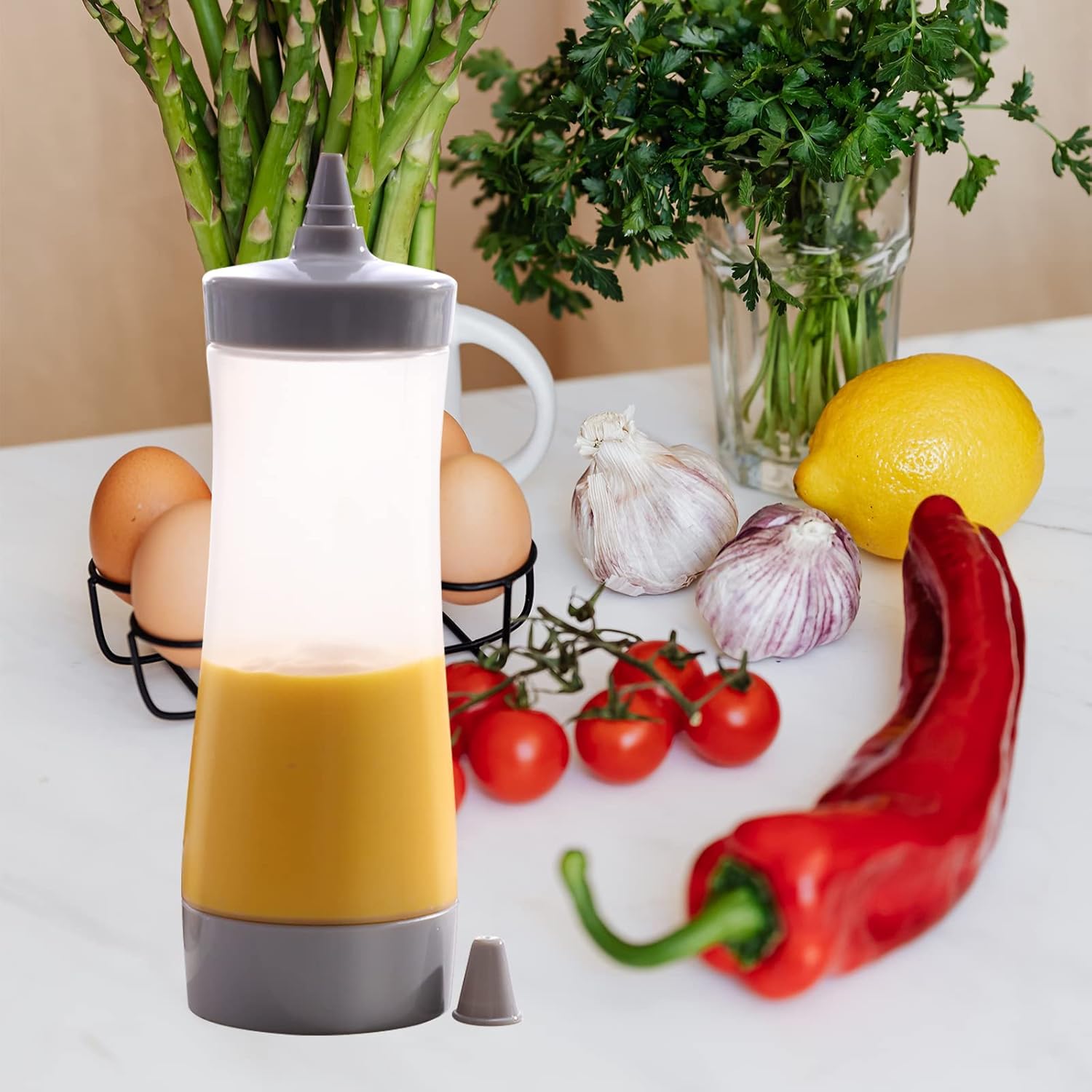 UPKOCH 3PCS Squeeze Condiment Bottles Grey 1