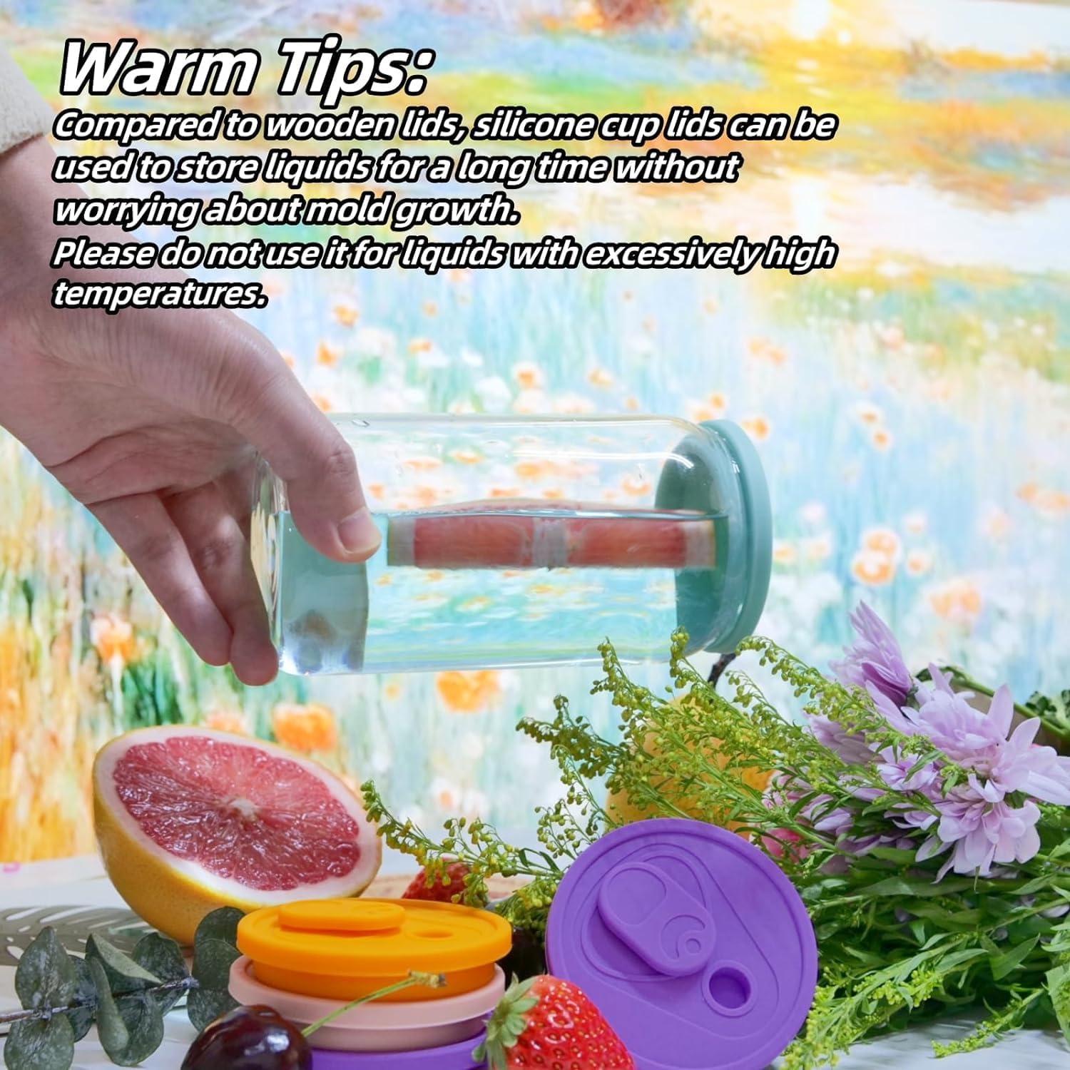 4 Pack Silicone Lids for 16OZ 20OZ 24OZ Glass Cups