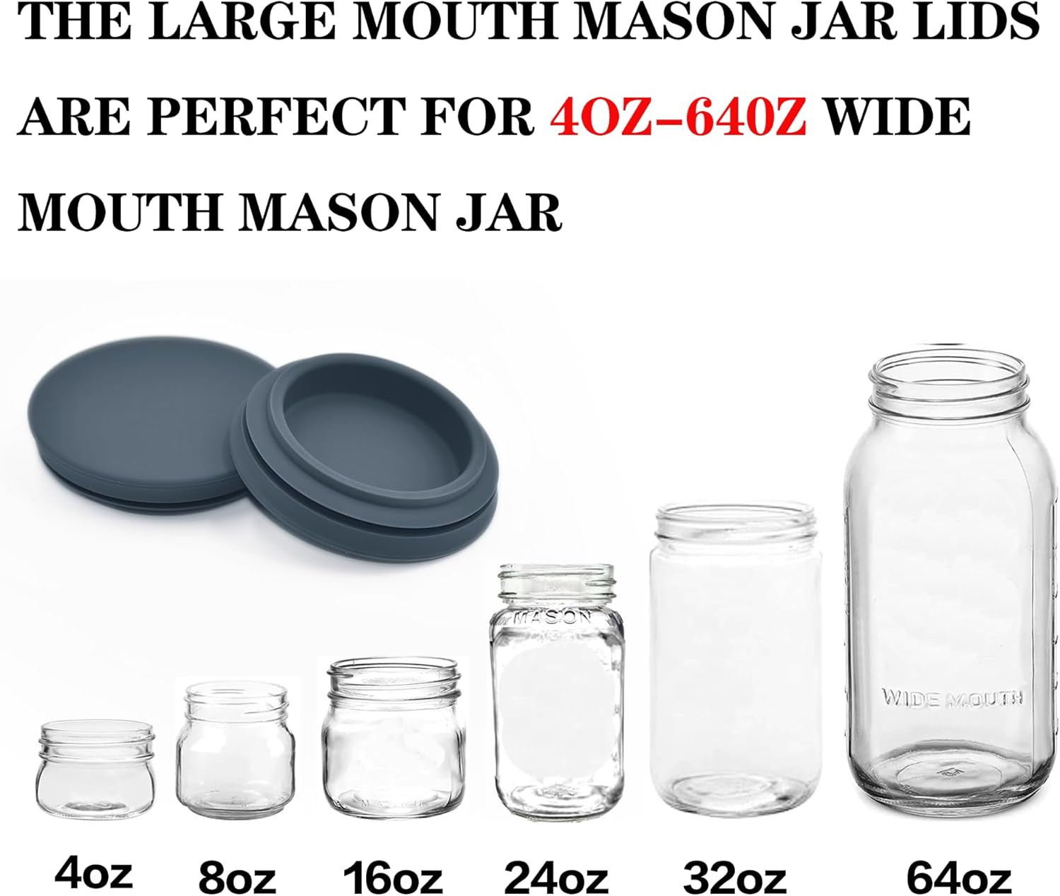 OKLGO Wide Mouth Canning Lids 2 Pack - Leak Proof Reusable