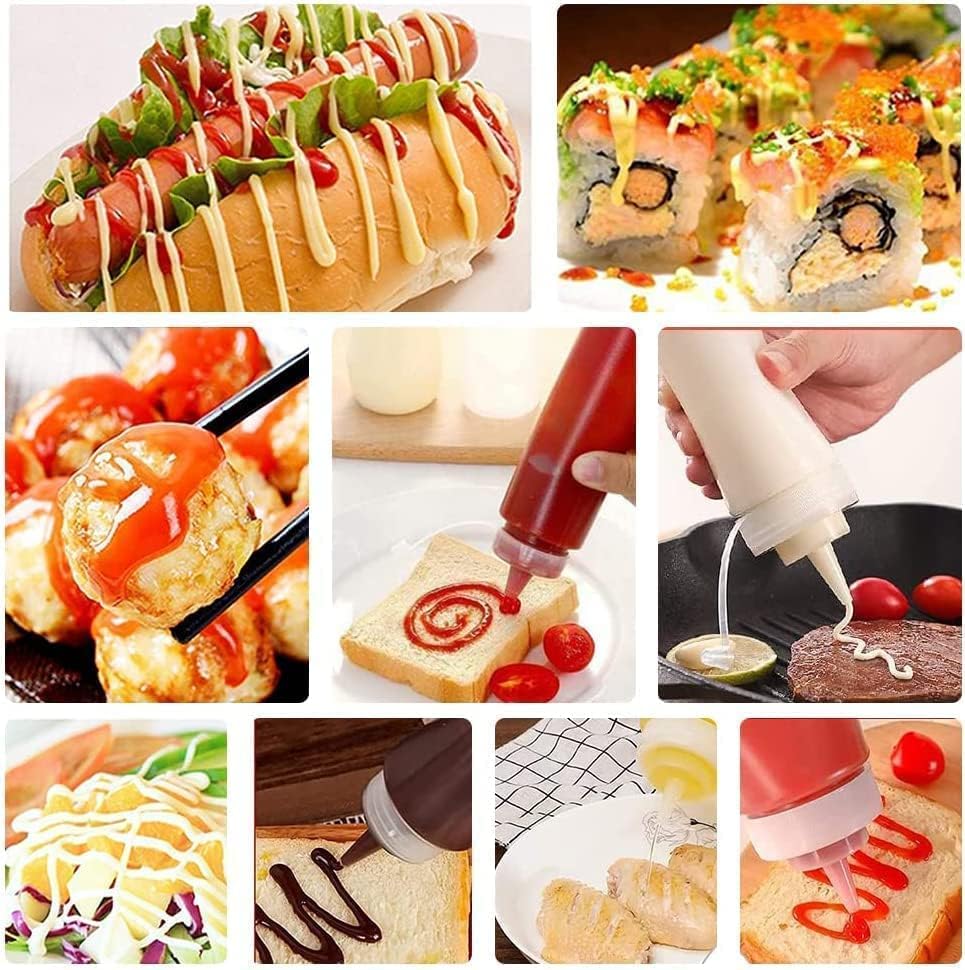 2 Pcs 8oz Plastic Squeeze Condiment Bottles