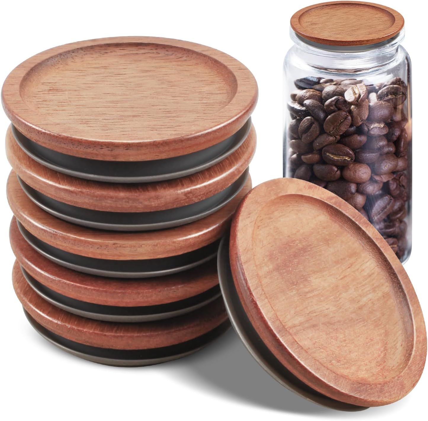 VinBee 6-Pack Reusable Wooden Mason Jar Lids