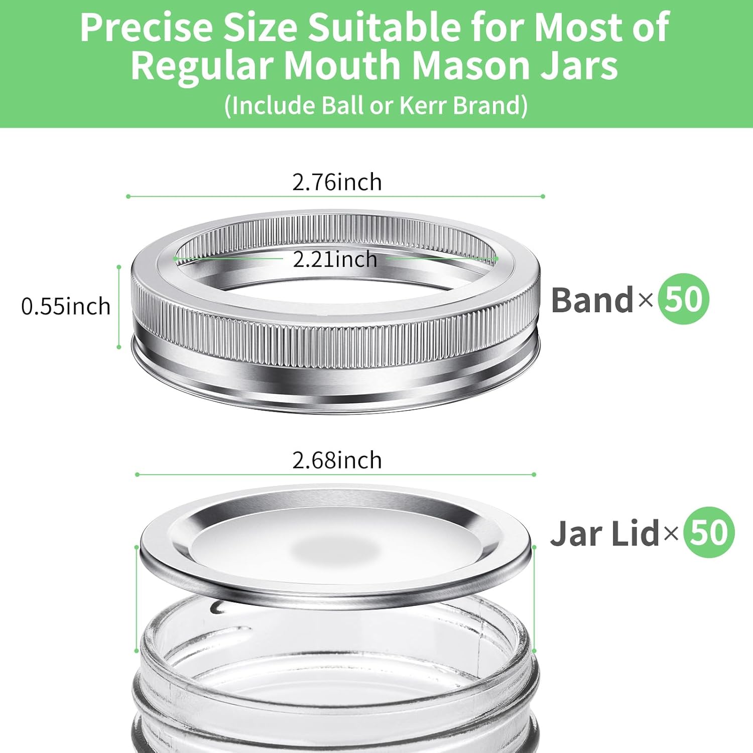 Ceephouge 48 Pcs Canning Lids and Rings Set