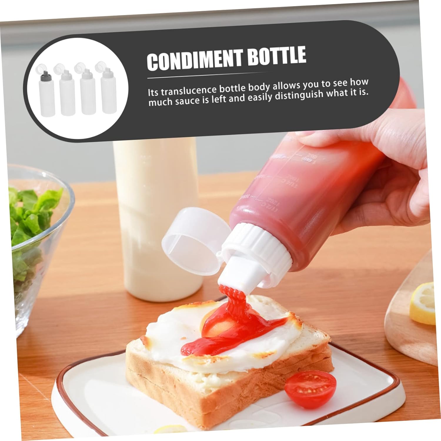 PRETYZOOM 4Pcs Condiment Squeeze Bottles with 5 Nozzle Holes