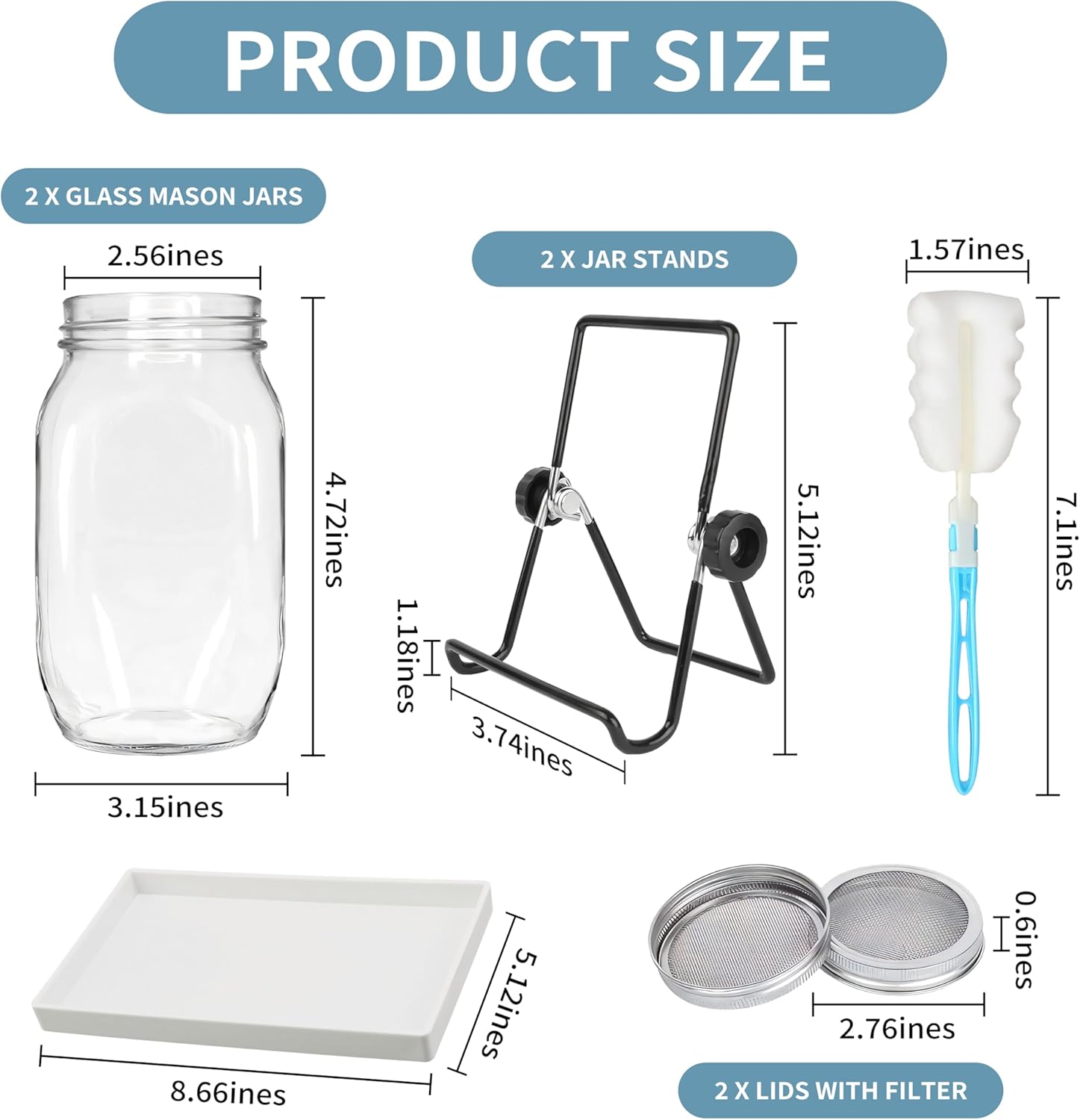 EKPYUB Upgrade Sprouting Jar Kit 2Pcs with Lids and Stand