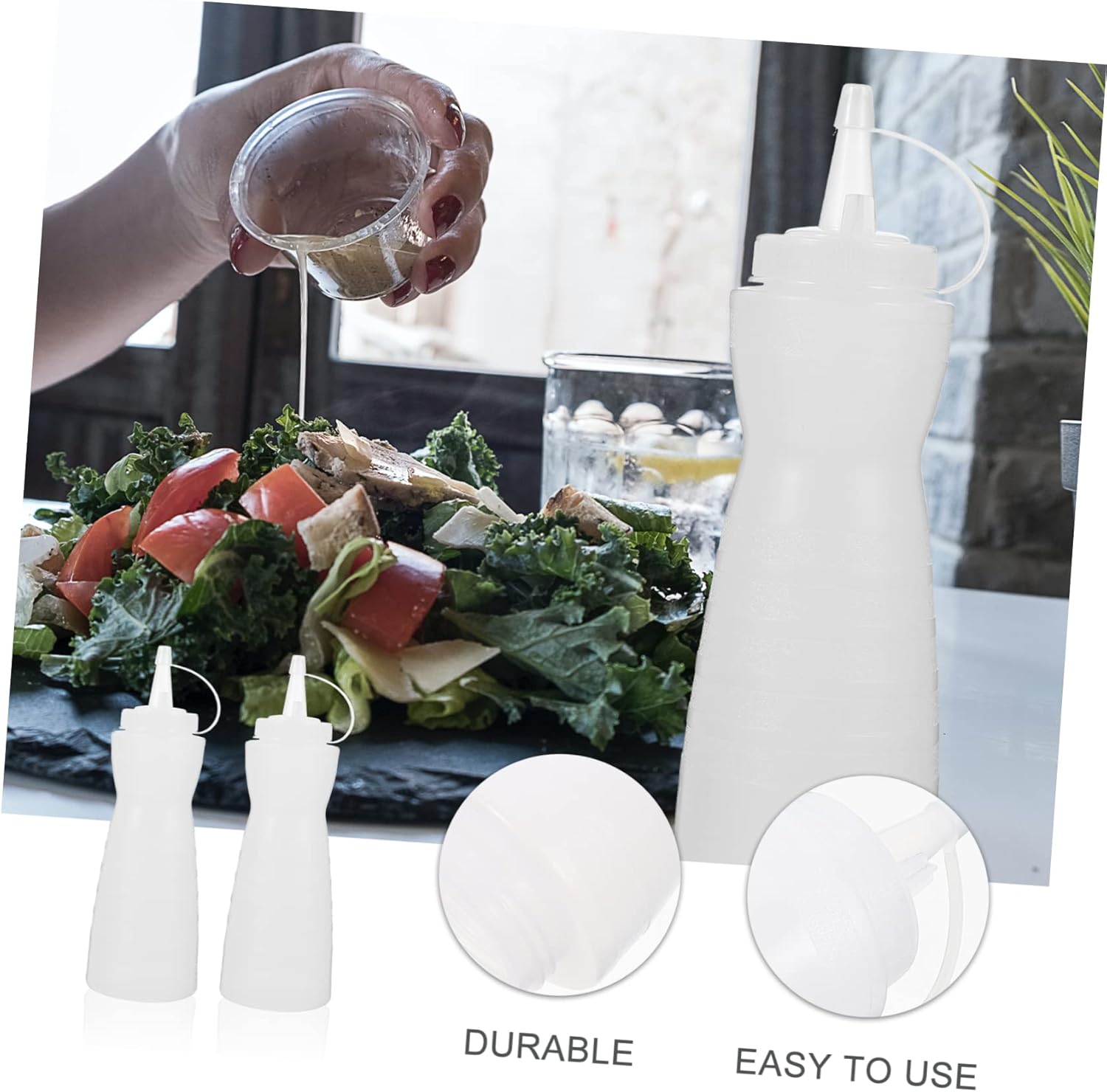 KICHOUSE 2Pcs 400ml Condiment Squeeze Bottles for Ketchup and Sauces