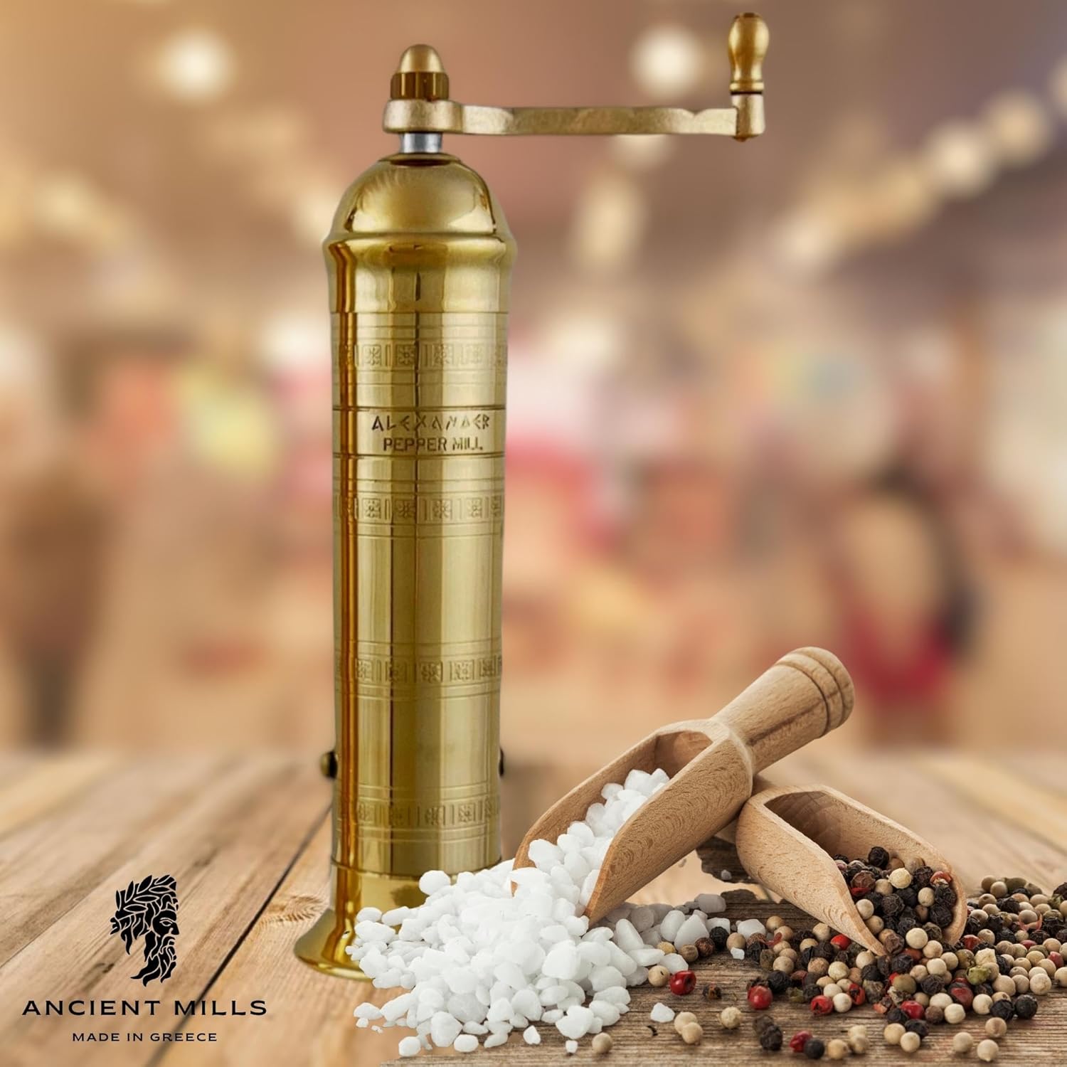 European Brass Pepper Mill Handcrafted Adjustable