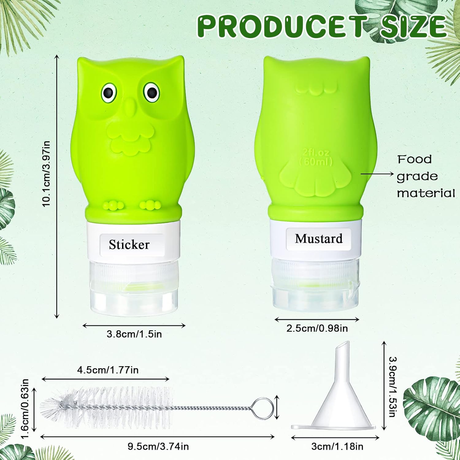 Meanplan 6-Pack Silicone Condiment Squeeze Bottles with Brush and Labels