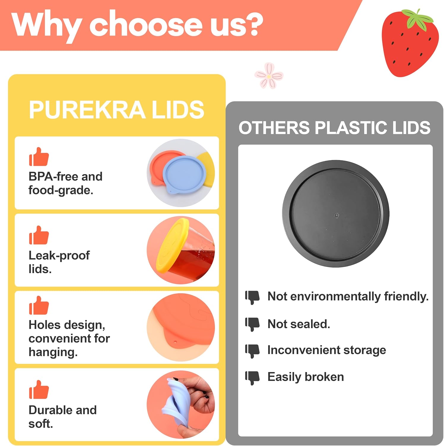 Purekra 100mm Silicone Lids for Weck Jars 2 Pack