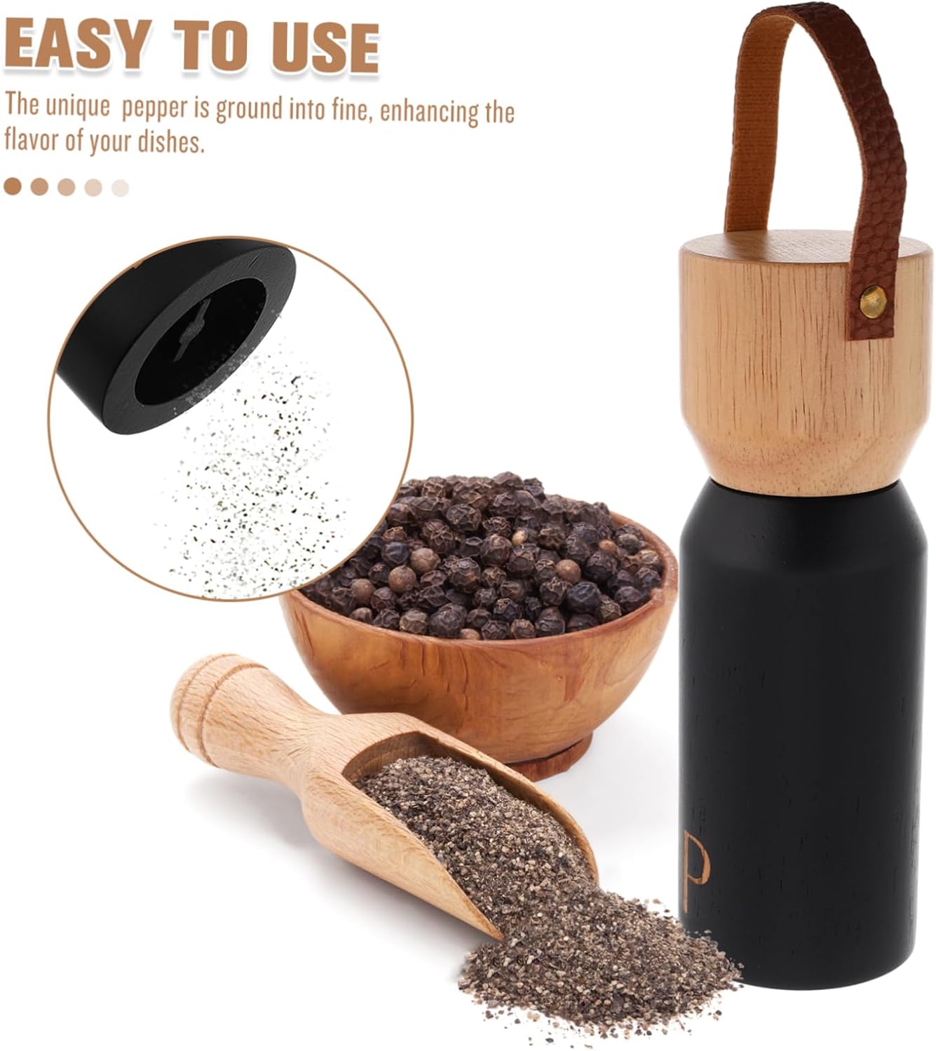 SHOWERORO Wooden Pepper Grinder for Home Kitchen