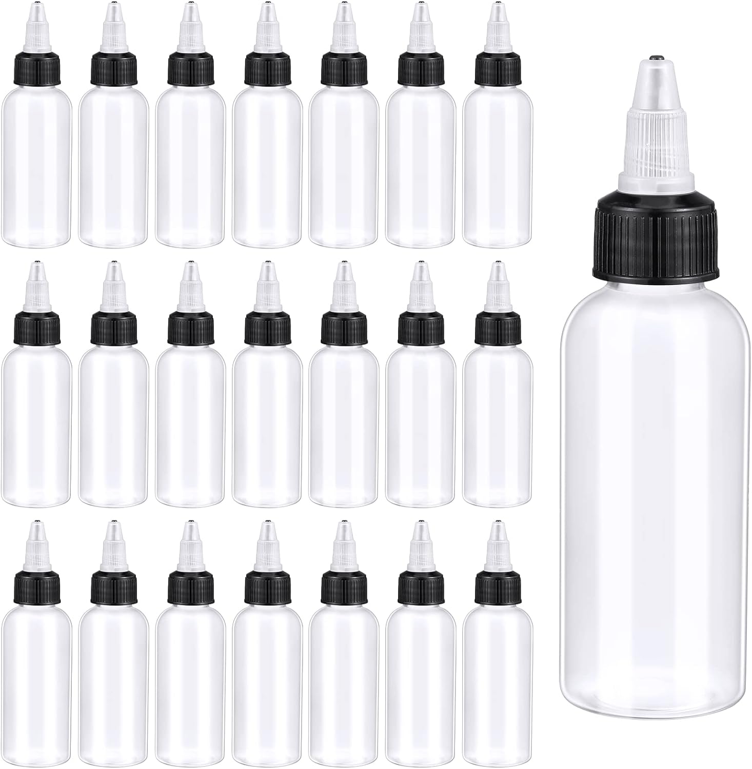 48 Pack Round Squeeze Bottles with Twist Caps