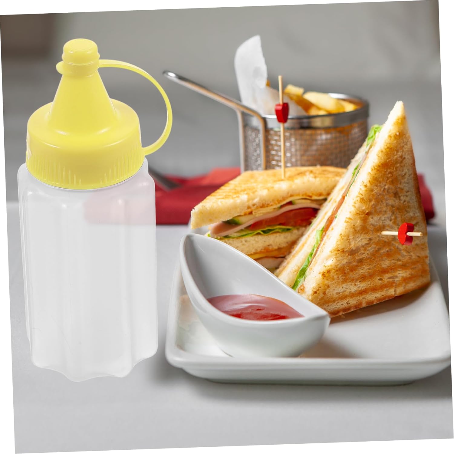 4 Pack Refillable Condiment Squeeze Bottles Yellow Kitchen Tools
