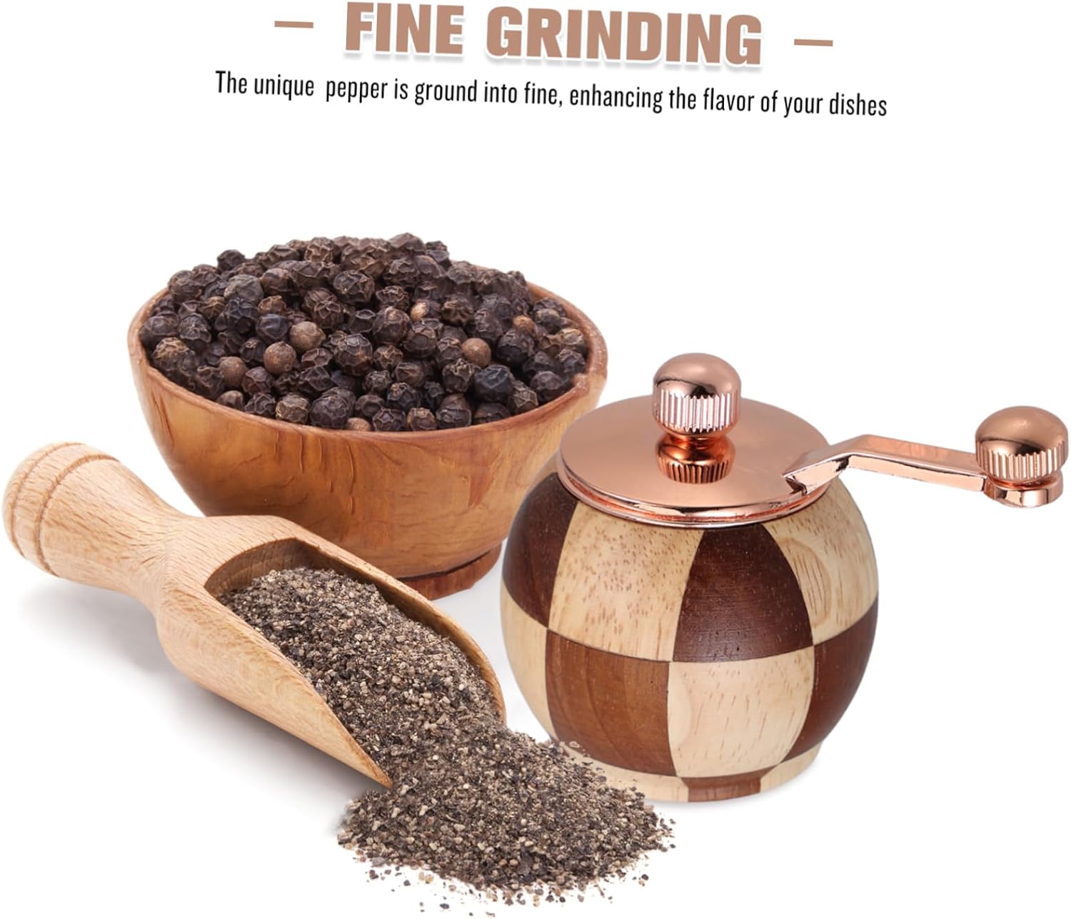 NAMOARLY Hand Crank Wooden Pepper Grinder Set 1