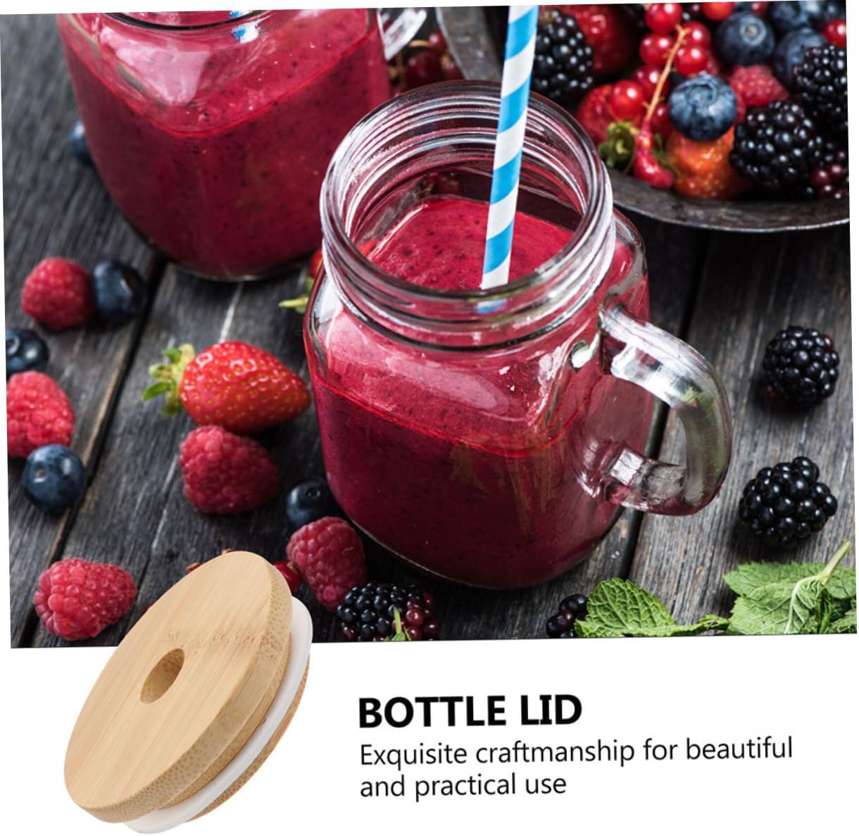 STOBAZA 4pcs Mason Jar Lids with Straw Holes Airtight Leak-Proof