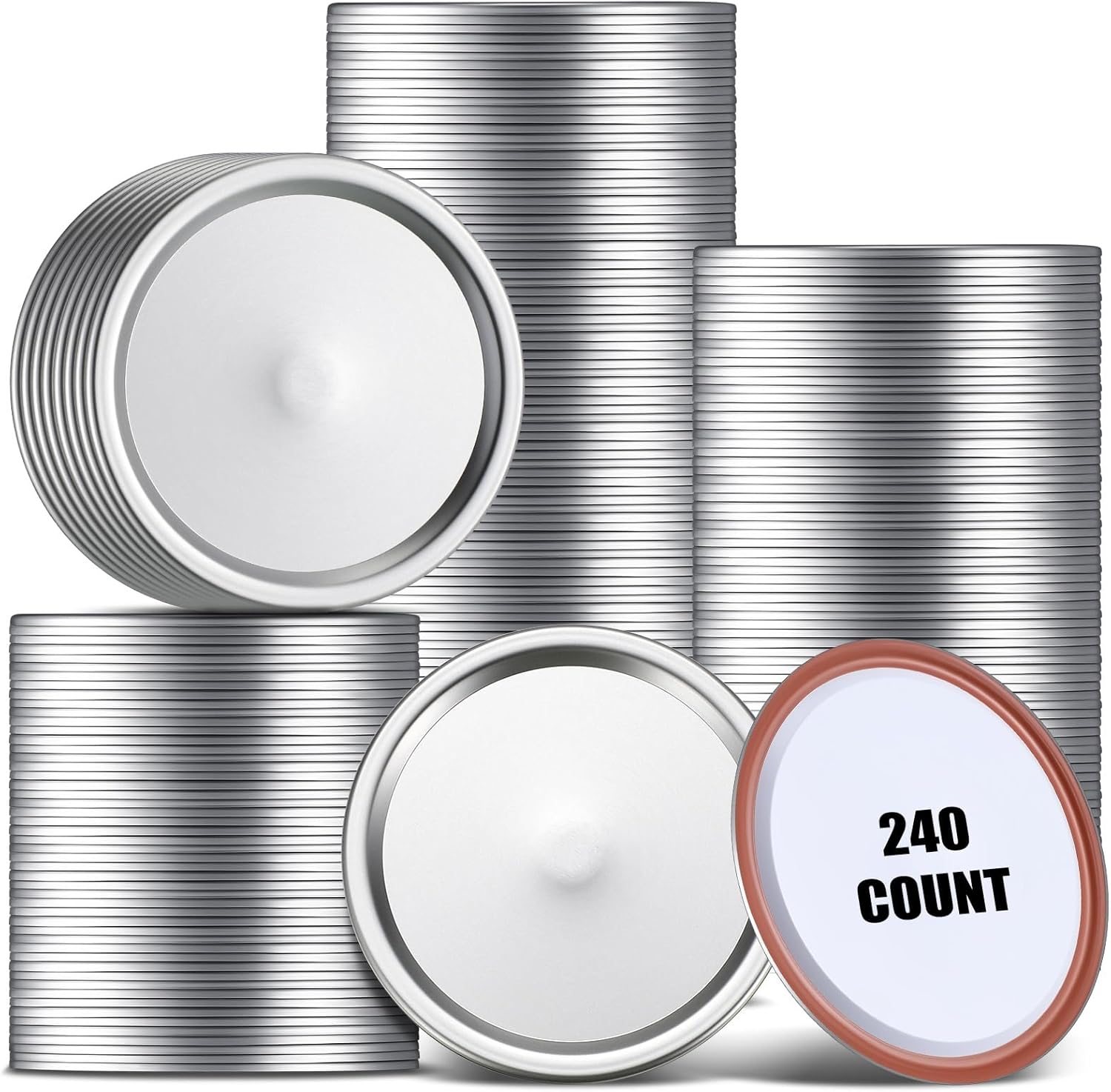 Nuogo 240 Pcs Wide Mouth Canning Lids with Silicone Sealing Rings