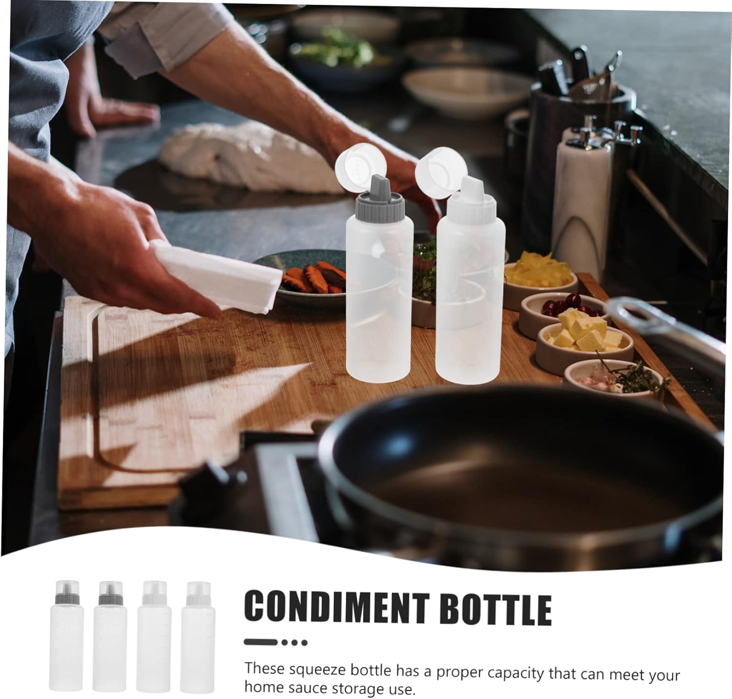 PRETYZOOM 4Pcs Condiment Squeeze Bottles with 5 Nozzle Holes