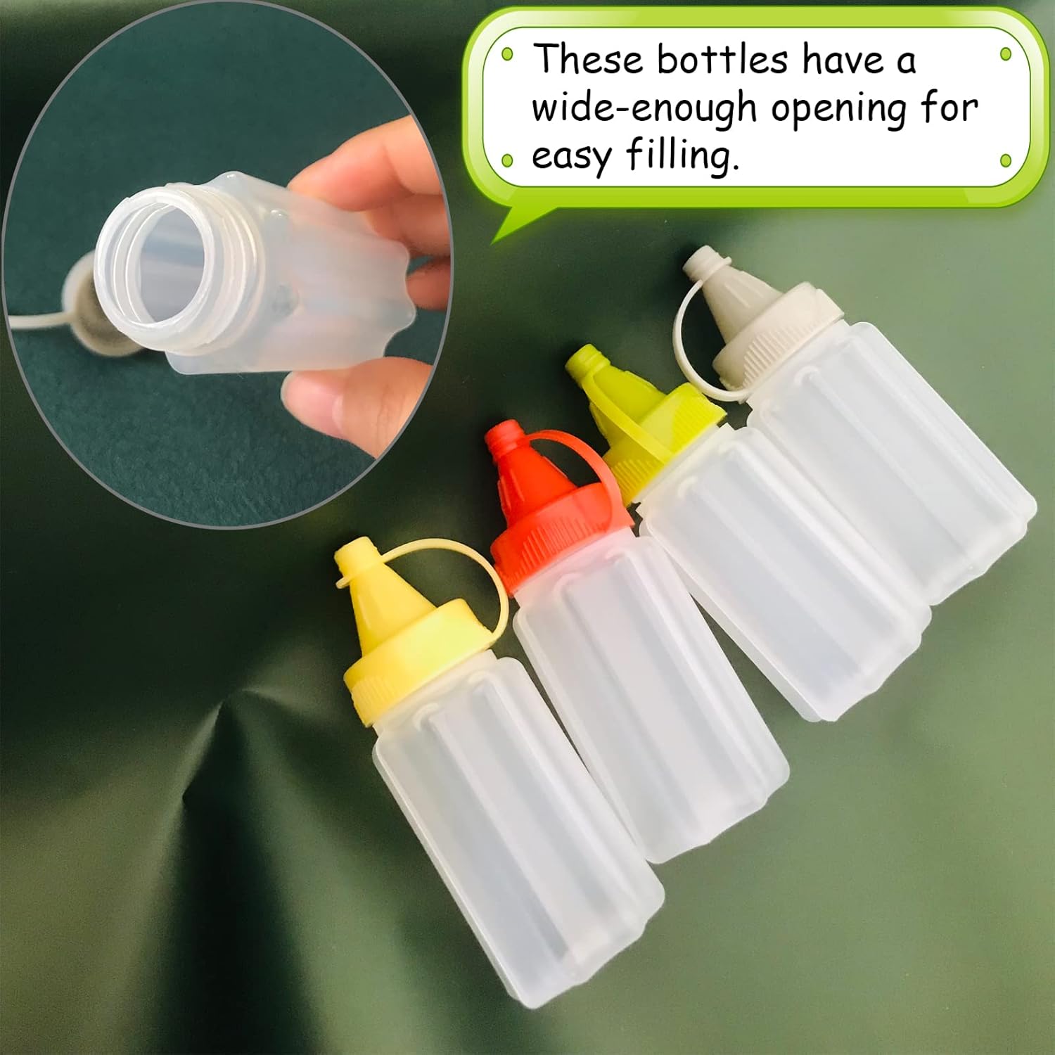 HYMAOME 4pcs Mini Condiment Squeeze Bottles for Lunch Travel
