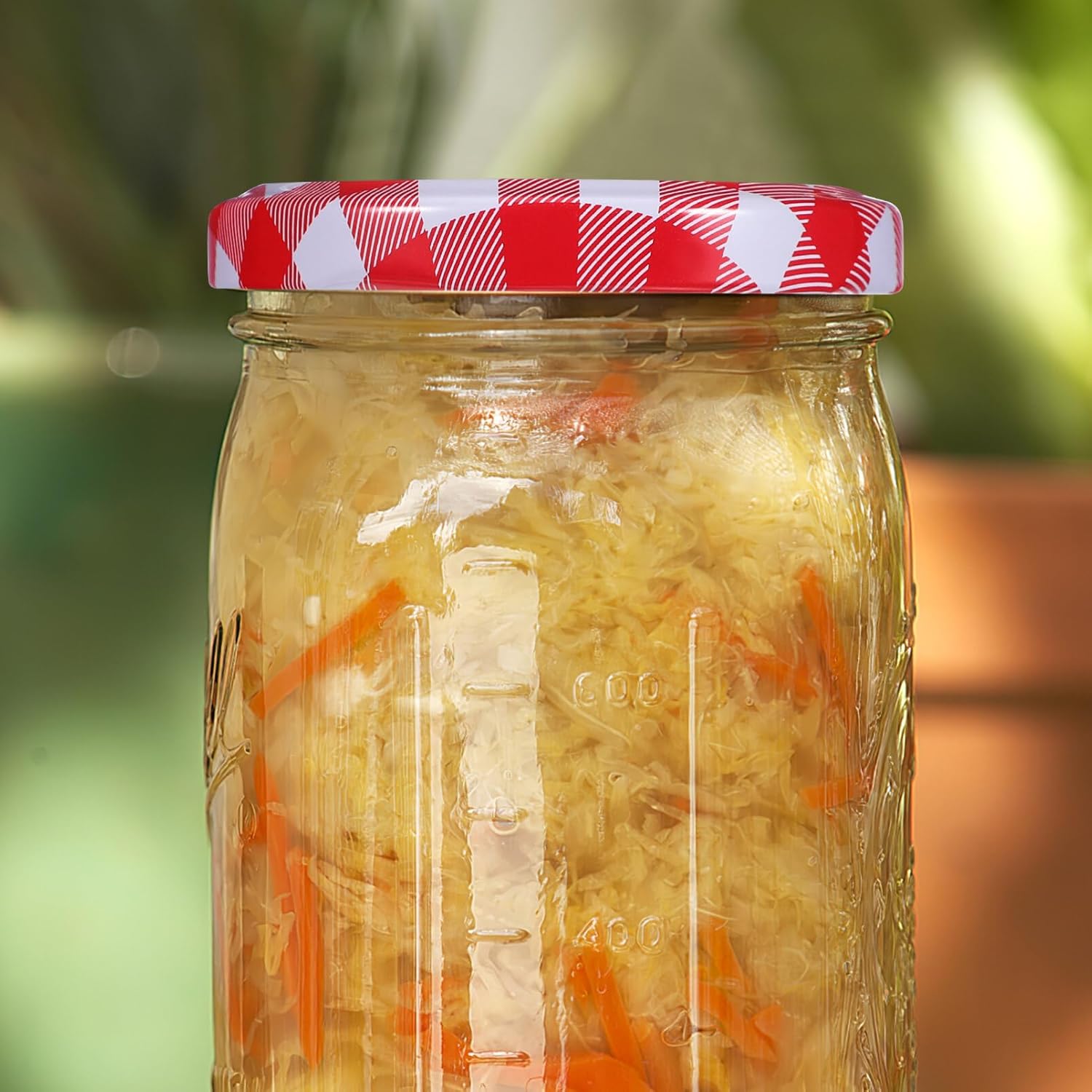 Luxshiny Red Gingham Jam Jar Lid 12pcs Decorative Canning Caps