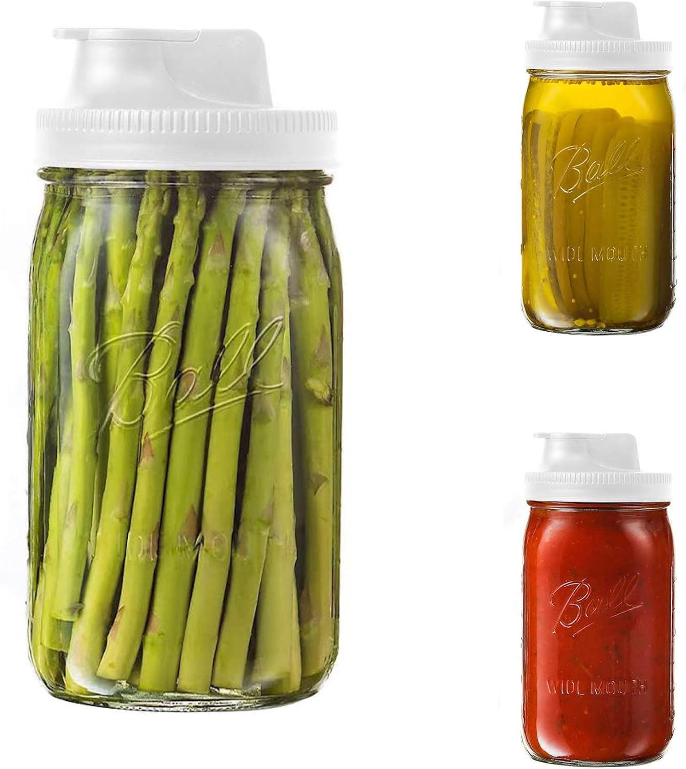 Jarware 82689 White Spout Mason Jar Lid Set of 2 1