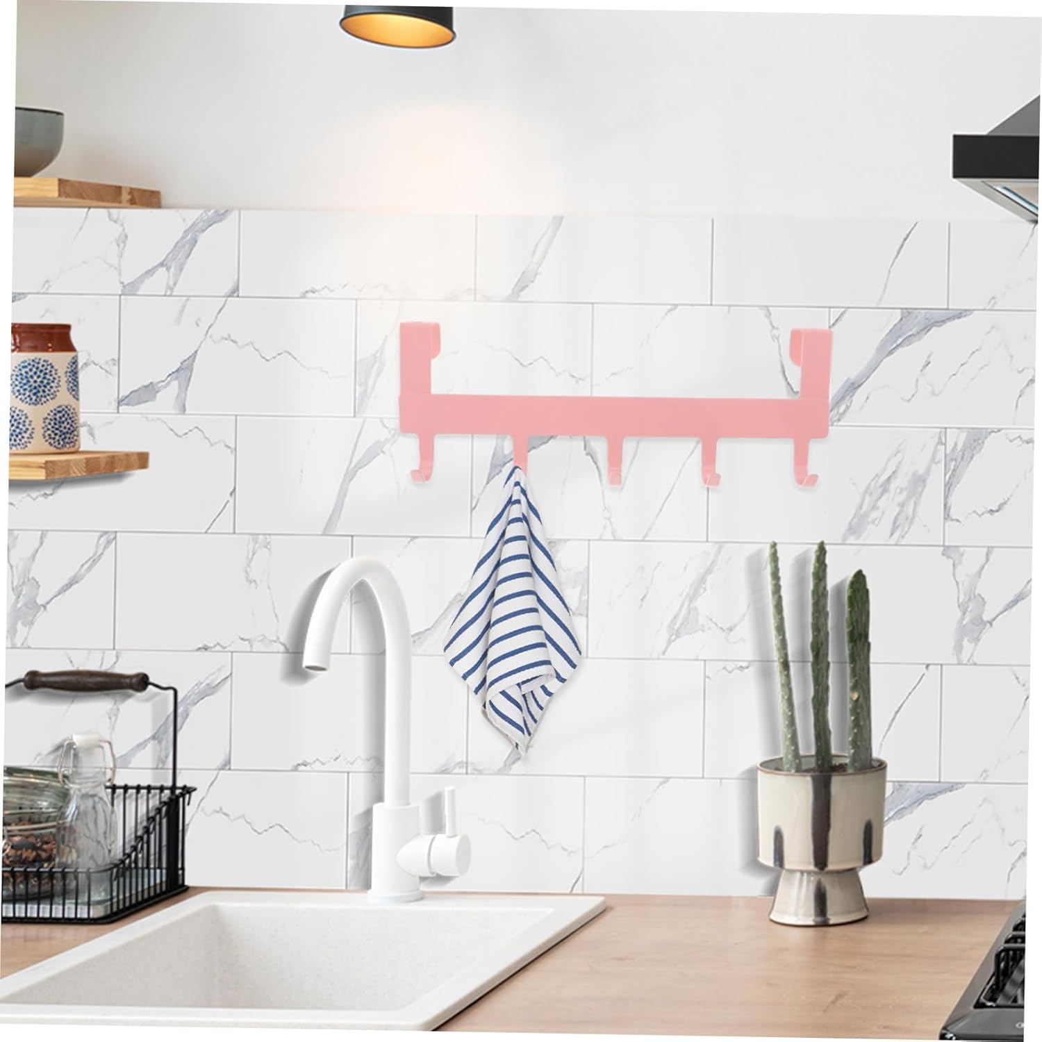 Pink Traceless Wall Hooks Towel Bar No Drill