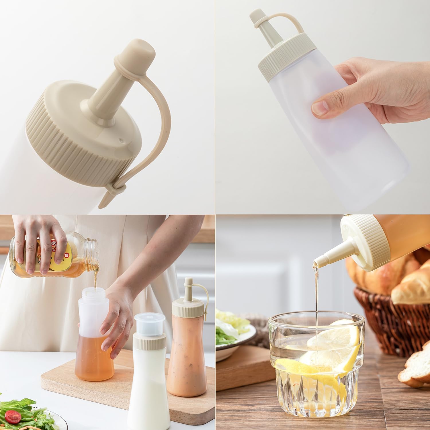 TINMIX 12 OZ Condiment Bottles Set of 3 5 Holes Spout Design