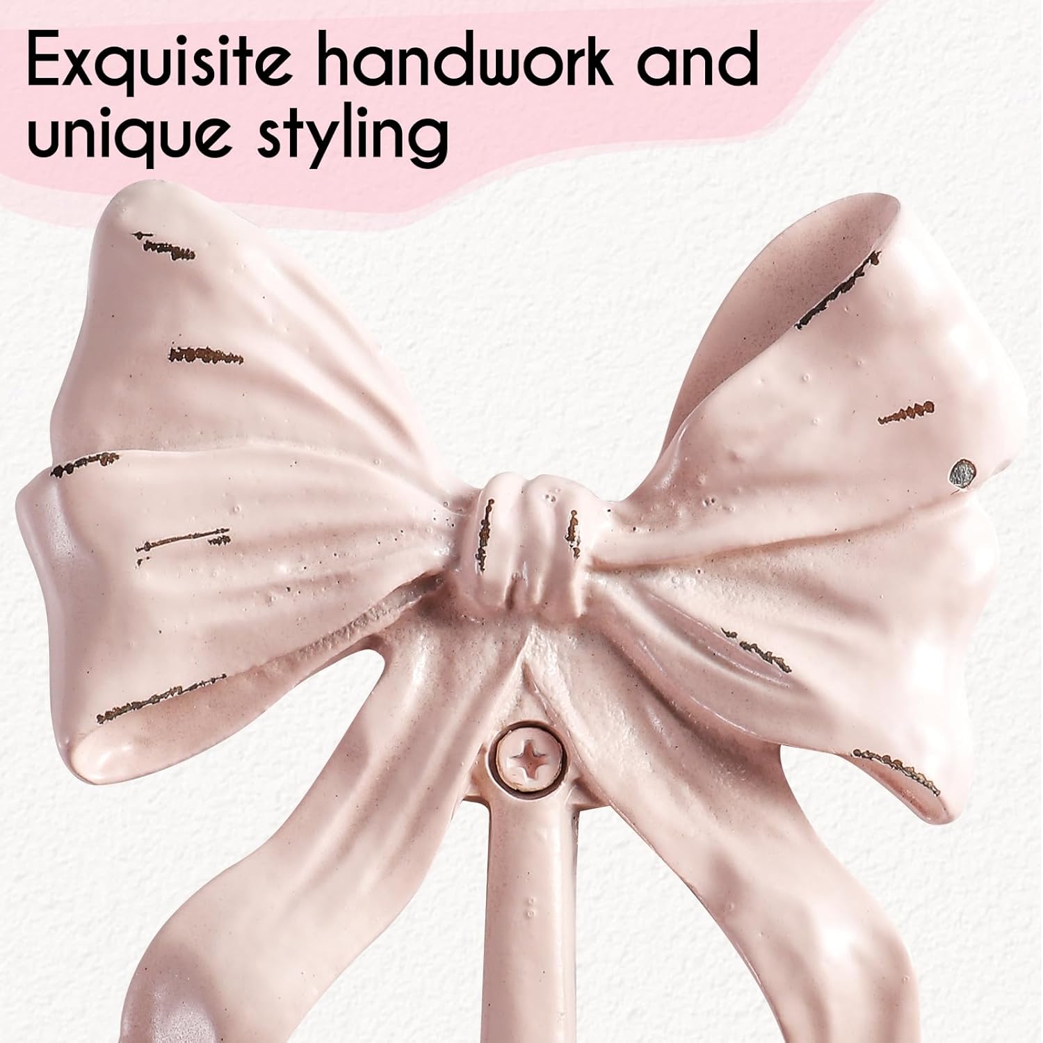 Bolifish Large Pink Bow Wall Hooks Set of 4 1