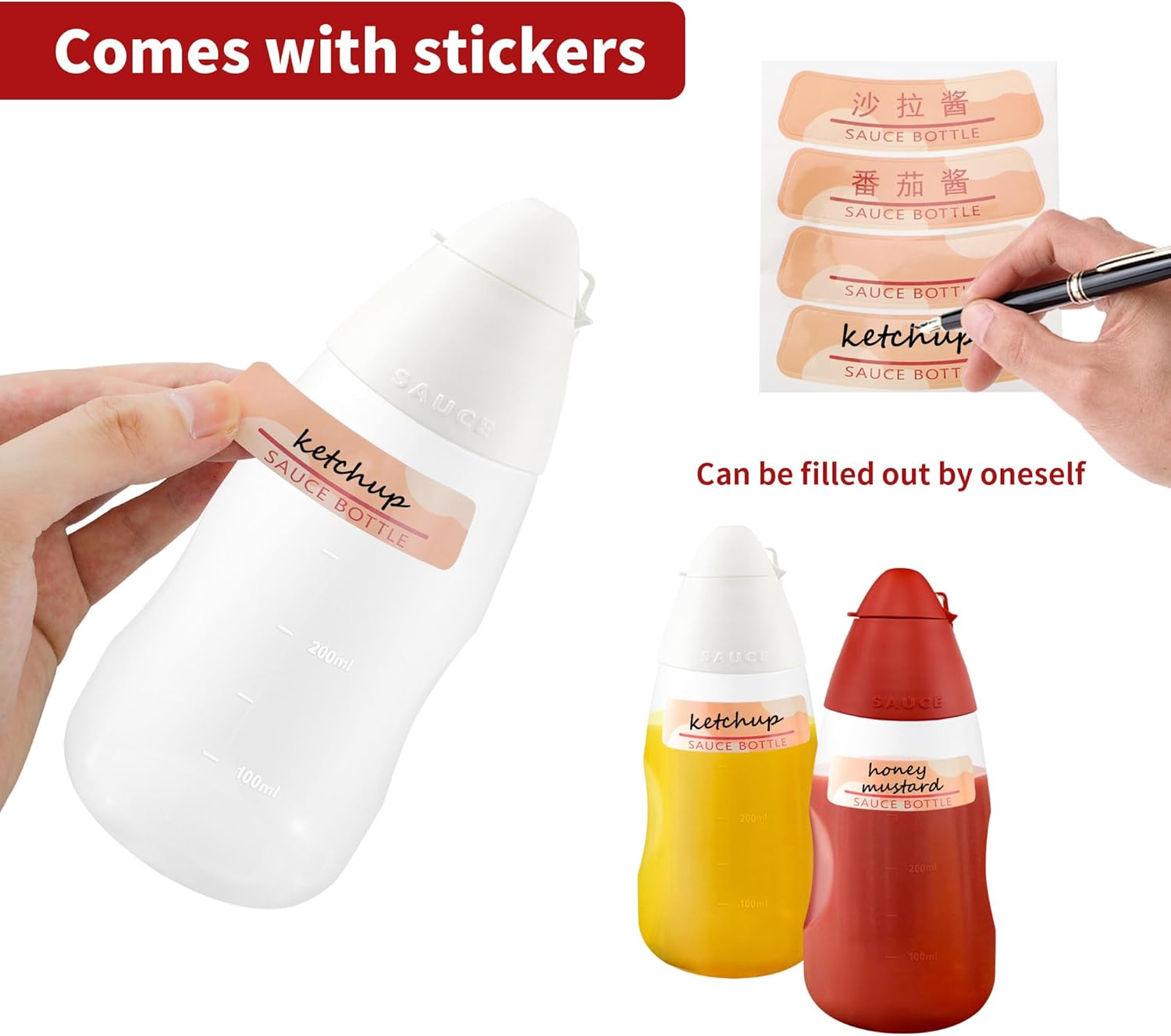 YEUIKERR 6 Pack Condiment Squeeze Bottles 12 oz 1