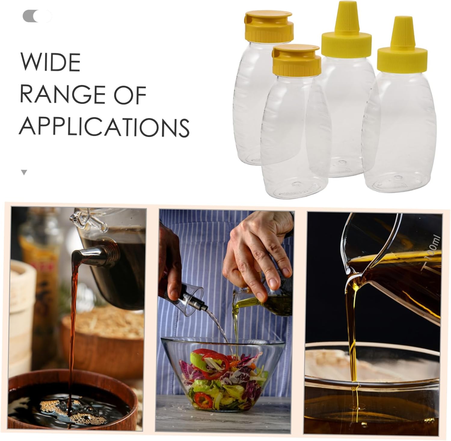 Garneck 4pcs PET Squeeze Condiment Bottles