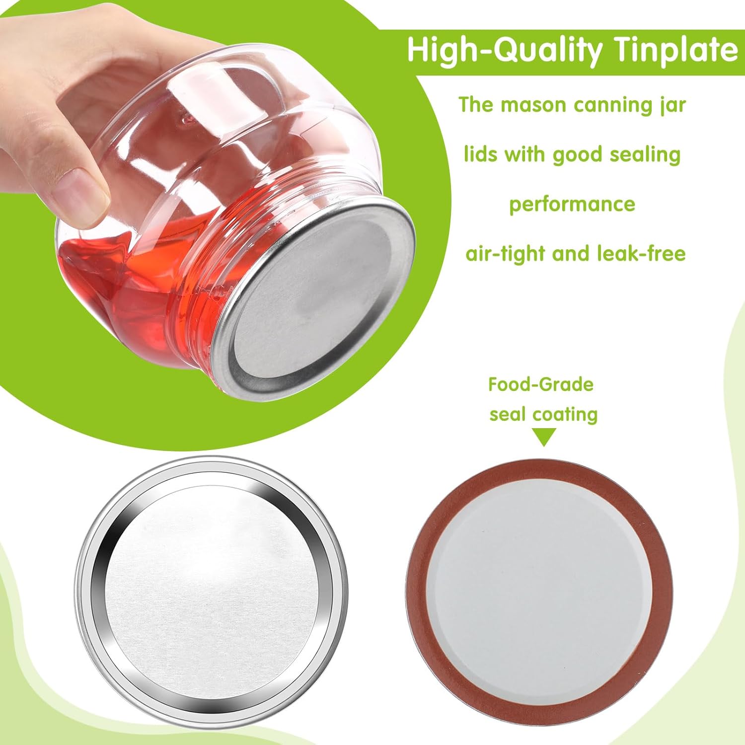 Honeydak 500 Pcs Regular Mouth Canning Lids Airtight Reusable