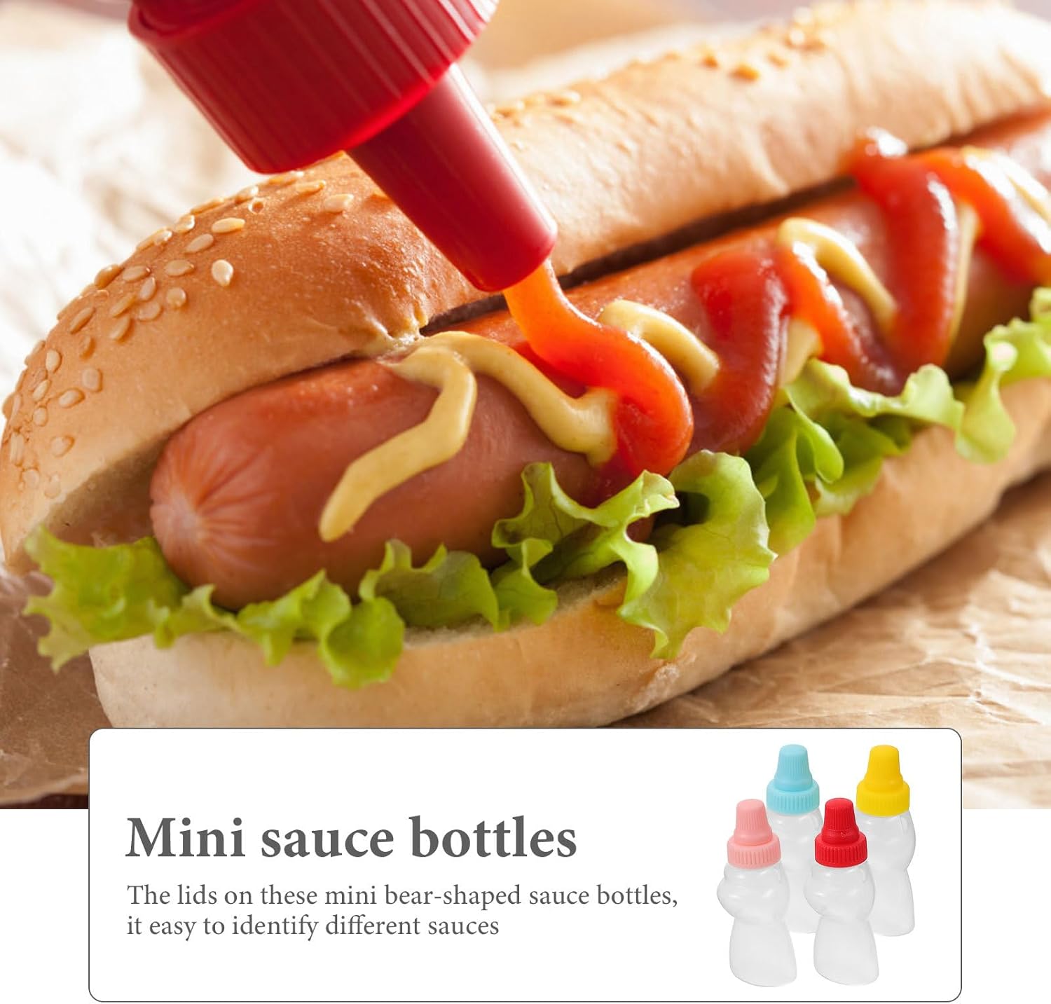 Homoyoyo 4pcs Mini Ketchup Bear Squeeze Bottles