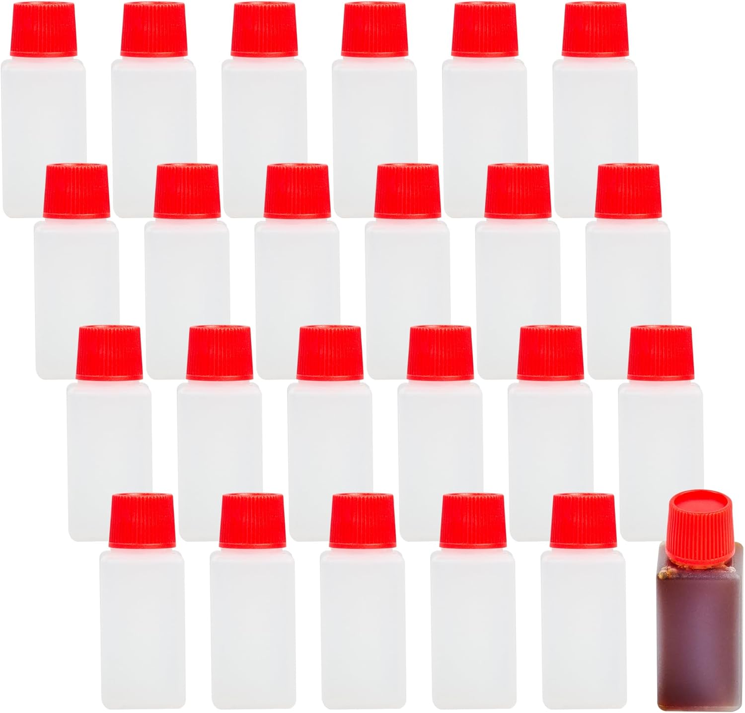 Restaurantware Mini Soy Sauce Bottles 6 mL 100 Pack with Red Caps