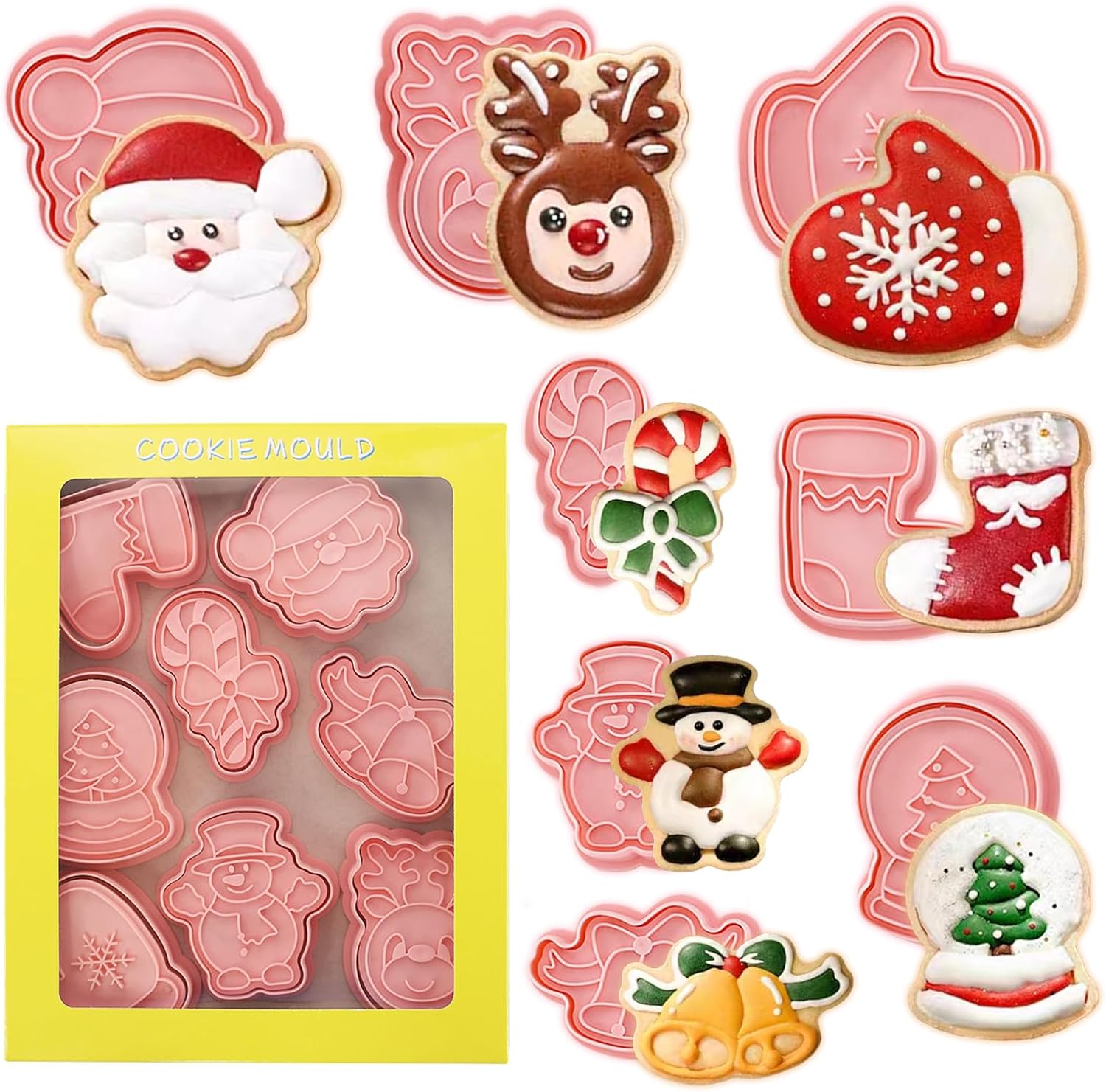 Favonuovy 8 Pcs Christmas Cookie Cutters Set