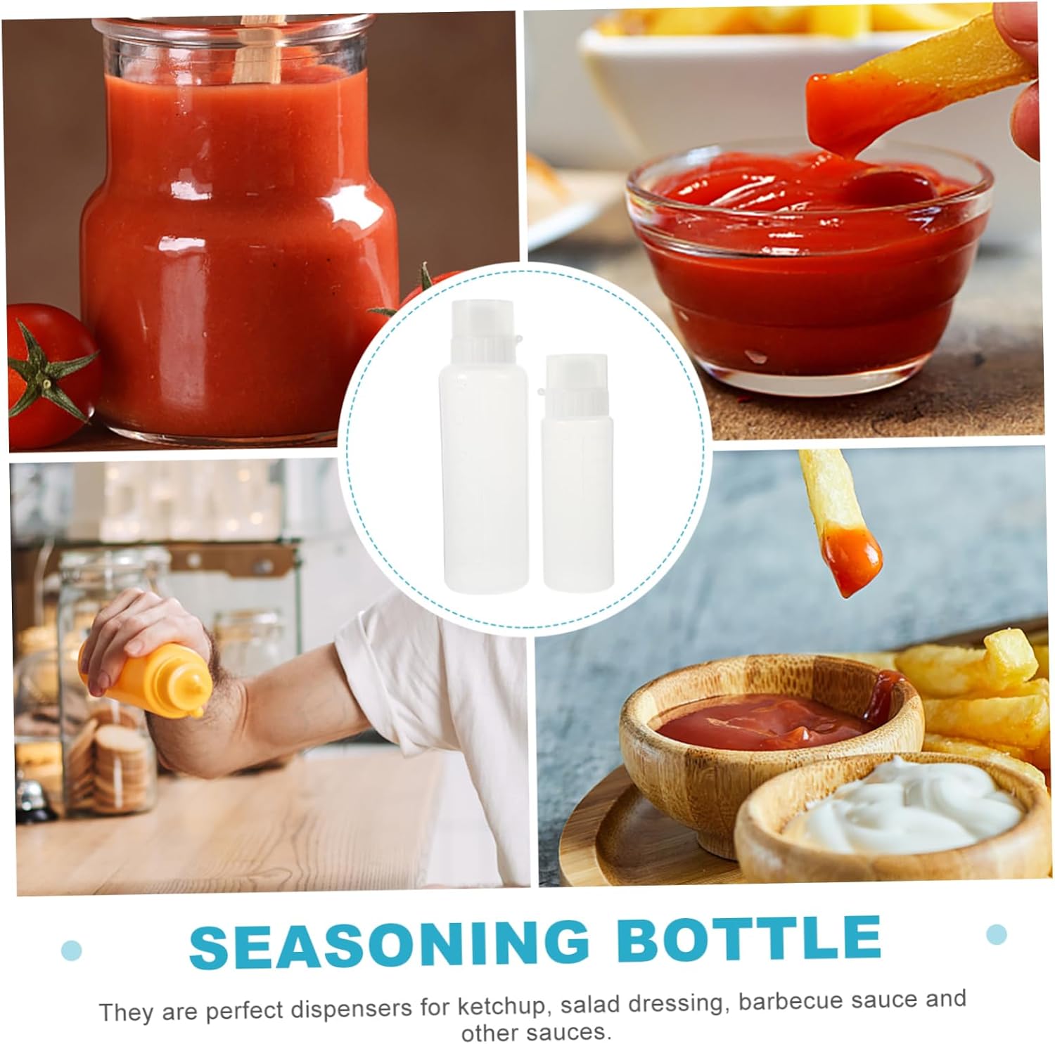 5-Hole Condiment Squeeze Bottles Leakproof Easy to Clean Kitchen