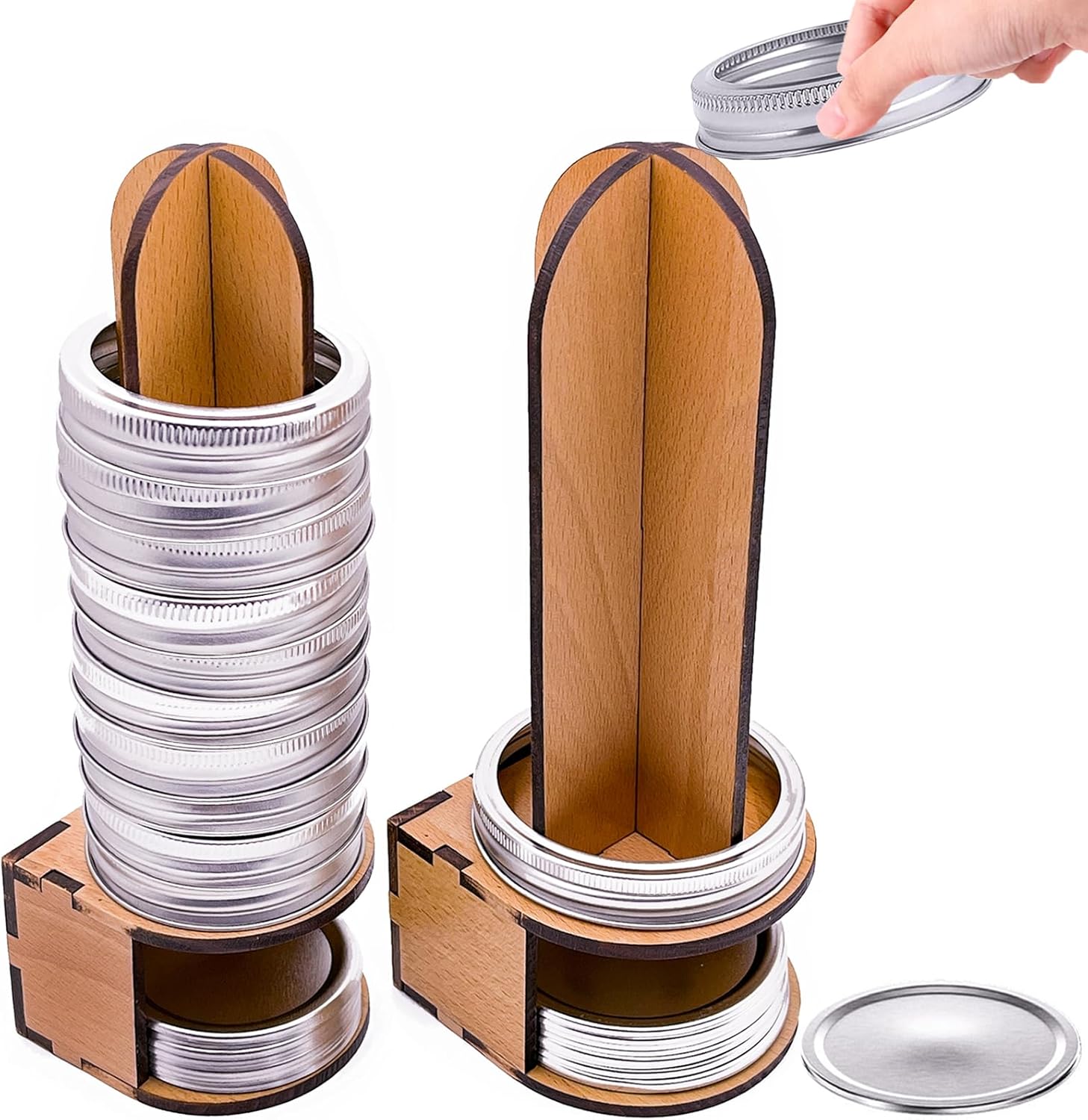 Mason Jar Lid Organizer Wood Storage for Canning Lids and Rings