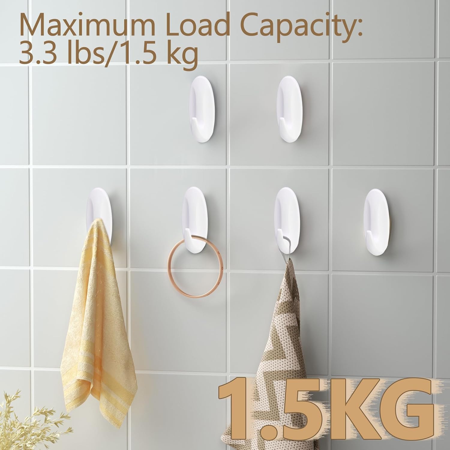 6 Pack Medium Utility Hooks Damage Free Self Adhesive Heavy Duty