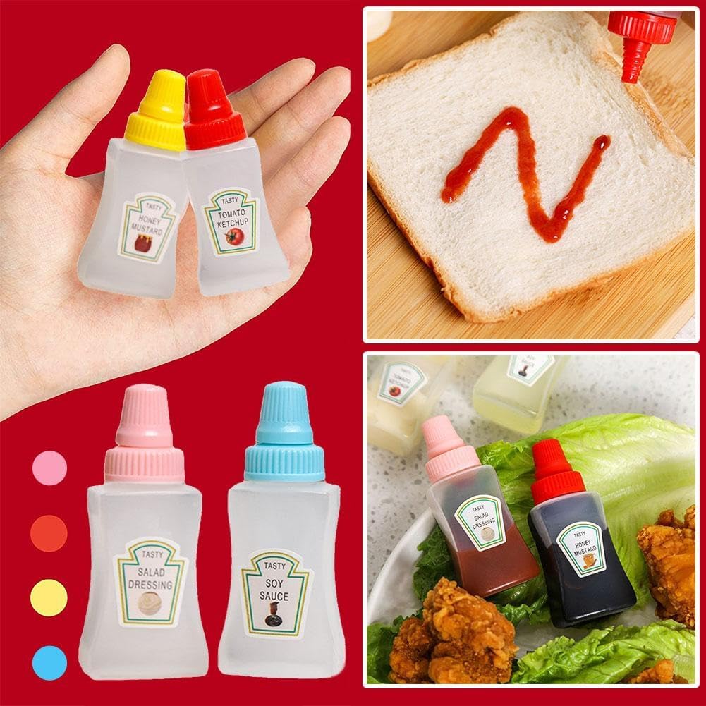 ZOHIKO Mini Ketchup Bottle 2 Count Portable Squeeze Bottles