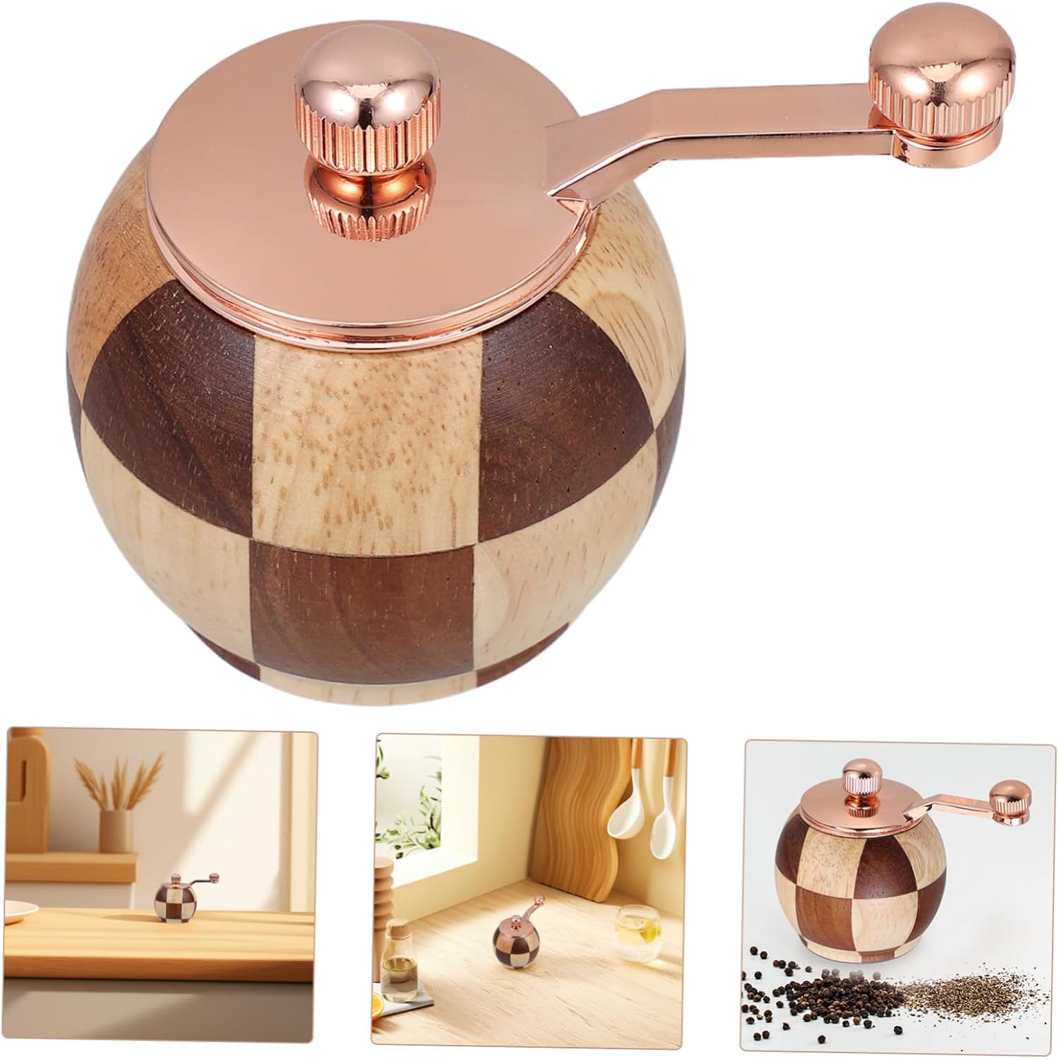 NAMOARLY Hand Crank Wooden Pepper Grinder Set 1
