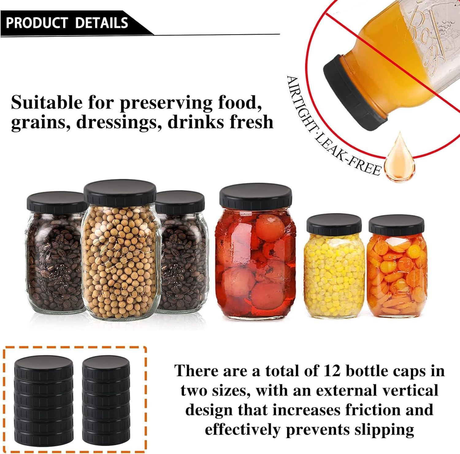 Tixill 20 Pcs Plastic Mason Jar Lids with Silicone Rings 1