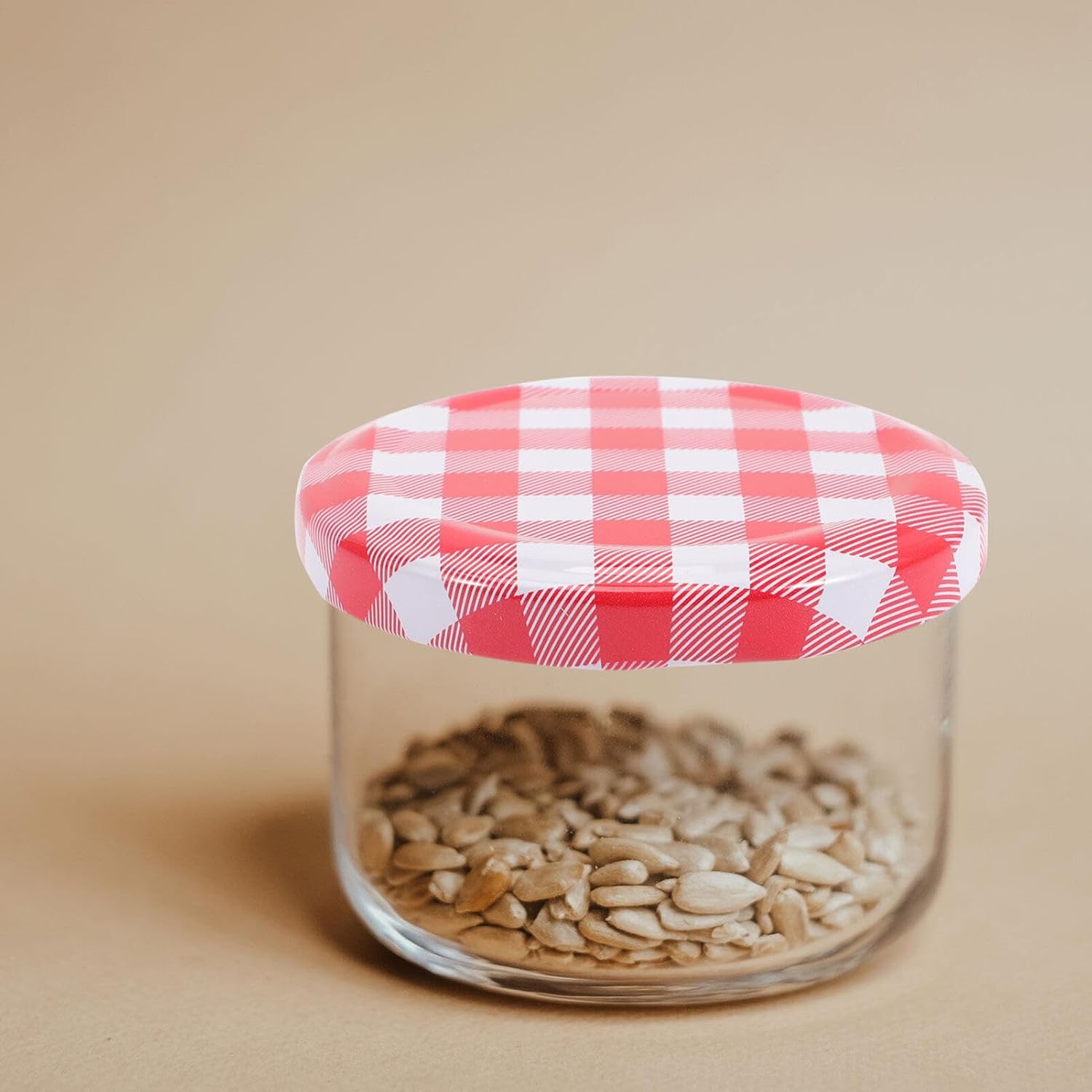 HOMSFOU 40pcs Mason Jar Lids with Checkered Design