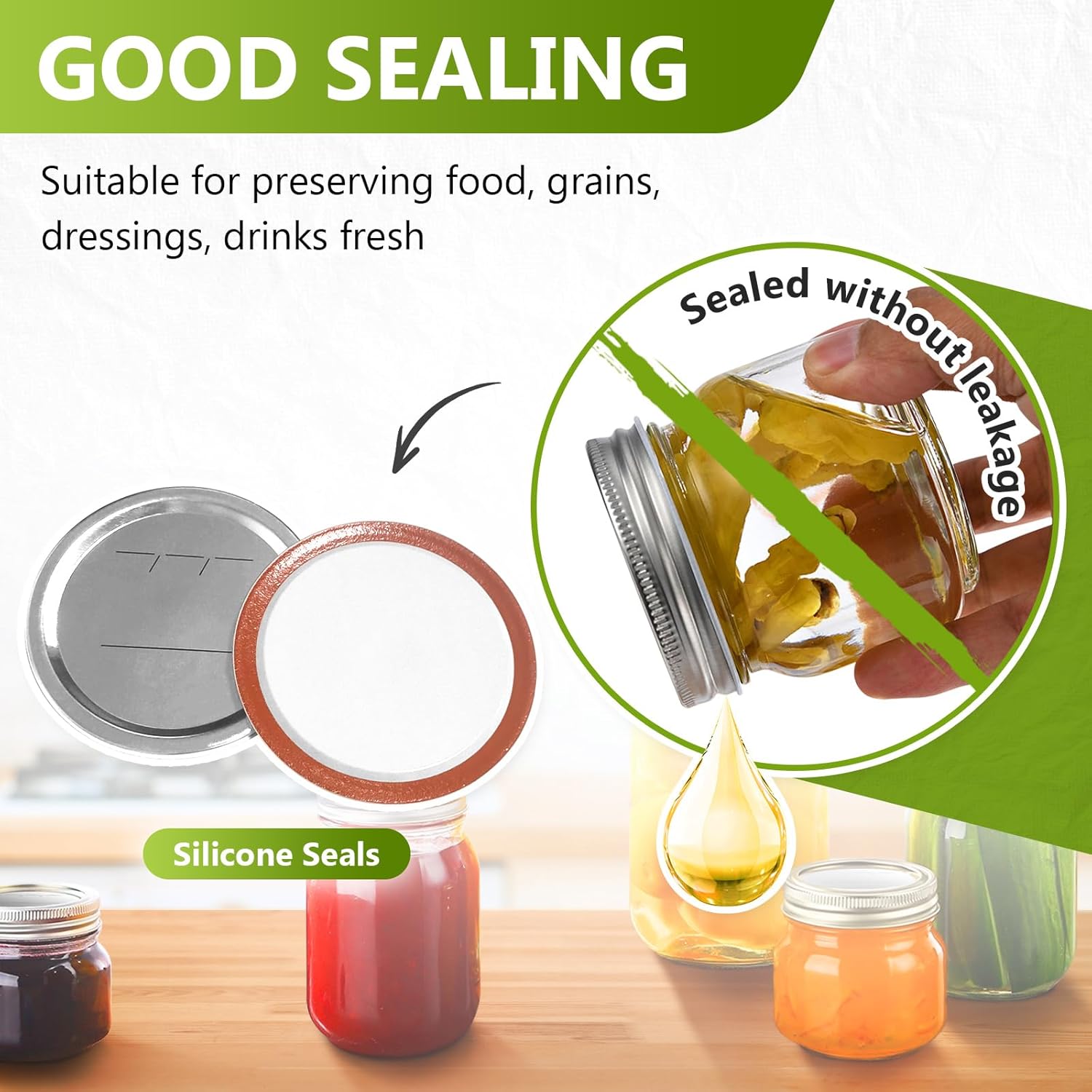 FGSAEOR 52Pcs Wide Mouth Canning Lids Bands Set