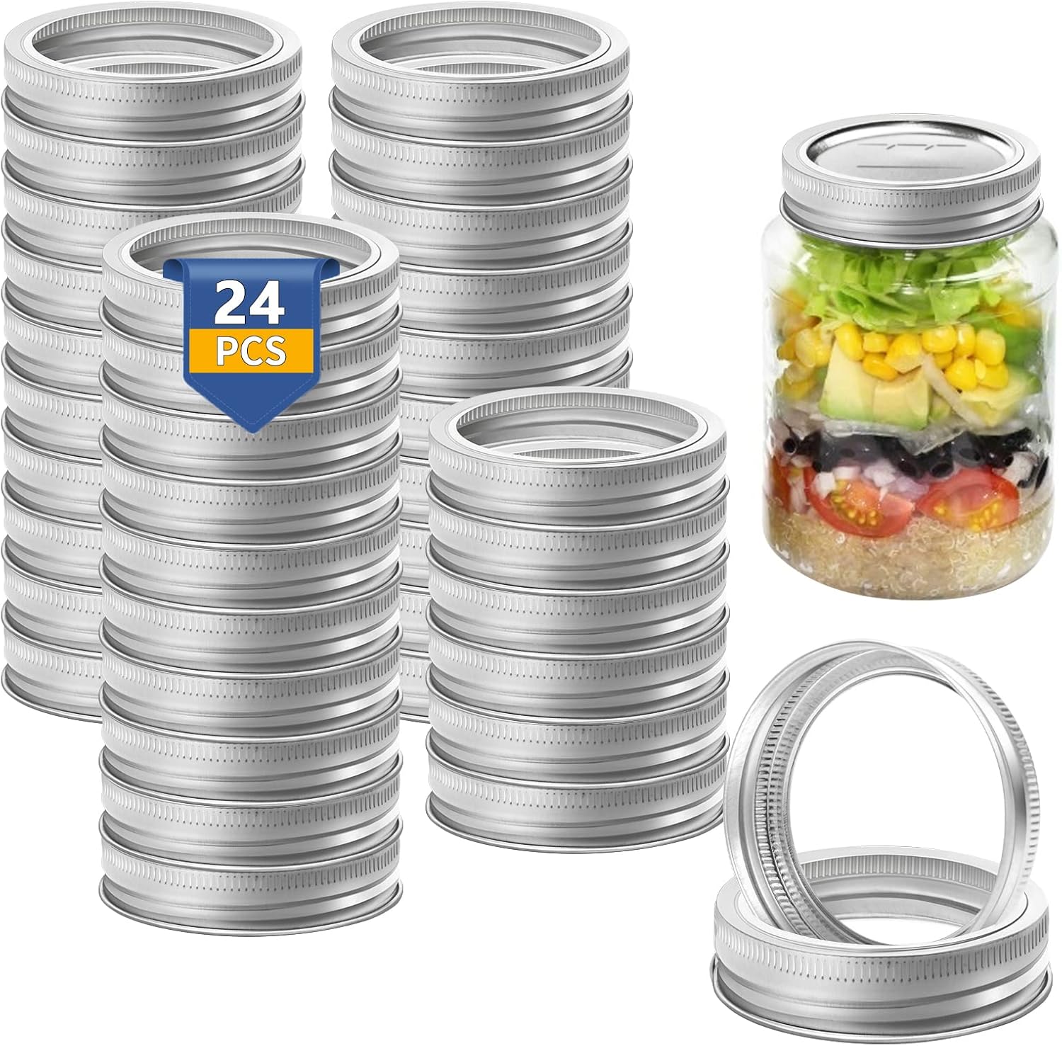 Yokudo Regular Mouth Canning Rings 24 PCS - Leakproof Reusable