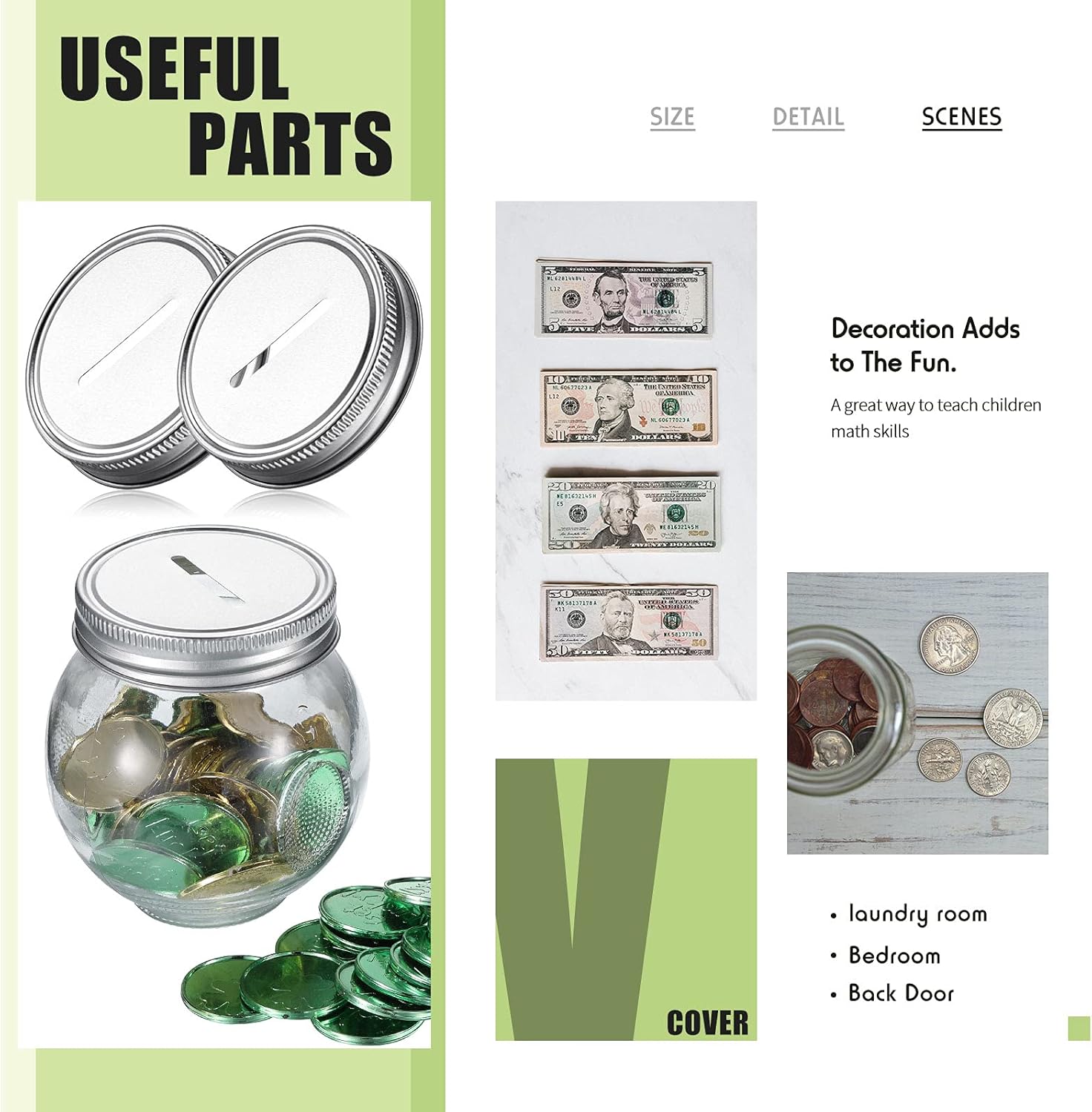 Geiserailie 70mm Stainless Steel Coin Slot Lid 24 Pieces