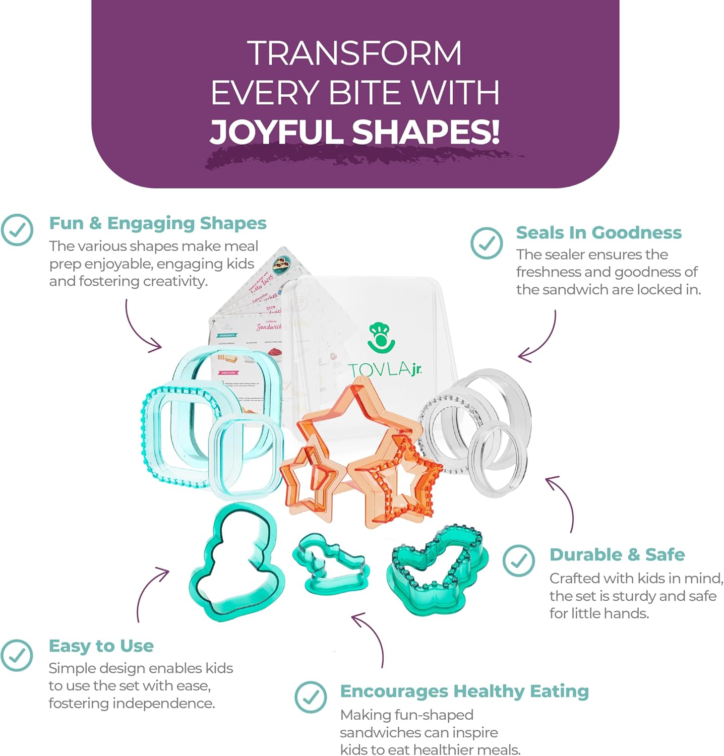 Tovla Jr Sandwich Cutter and Sealer Set for Kids