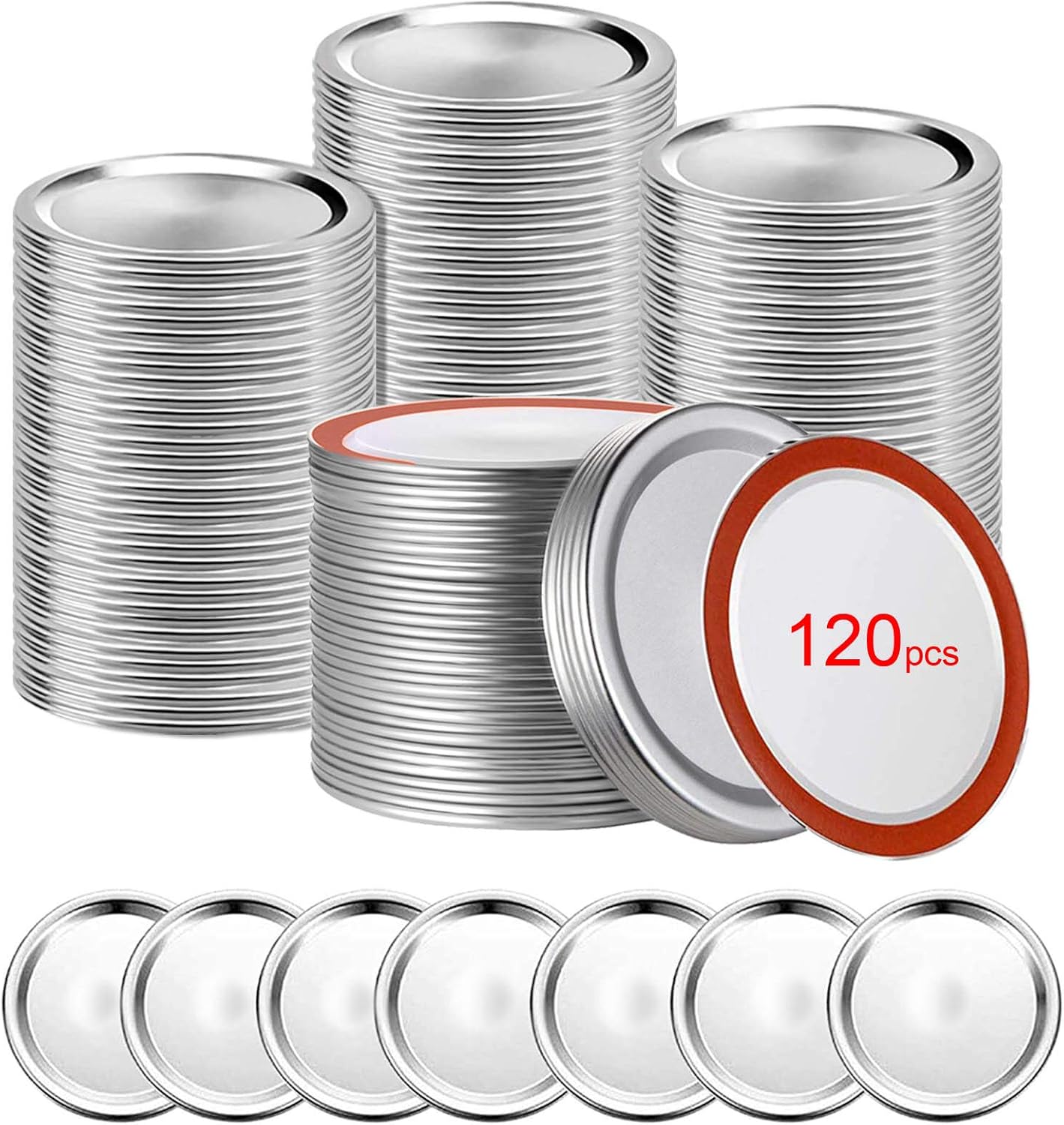 120PCS Canning Lids for Regular Mouth Mason Jars - Airtight Leak Proof