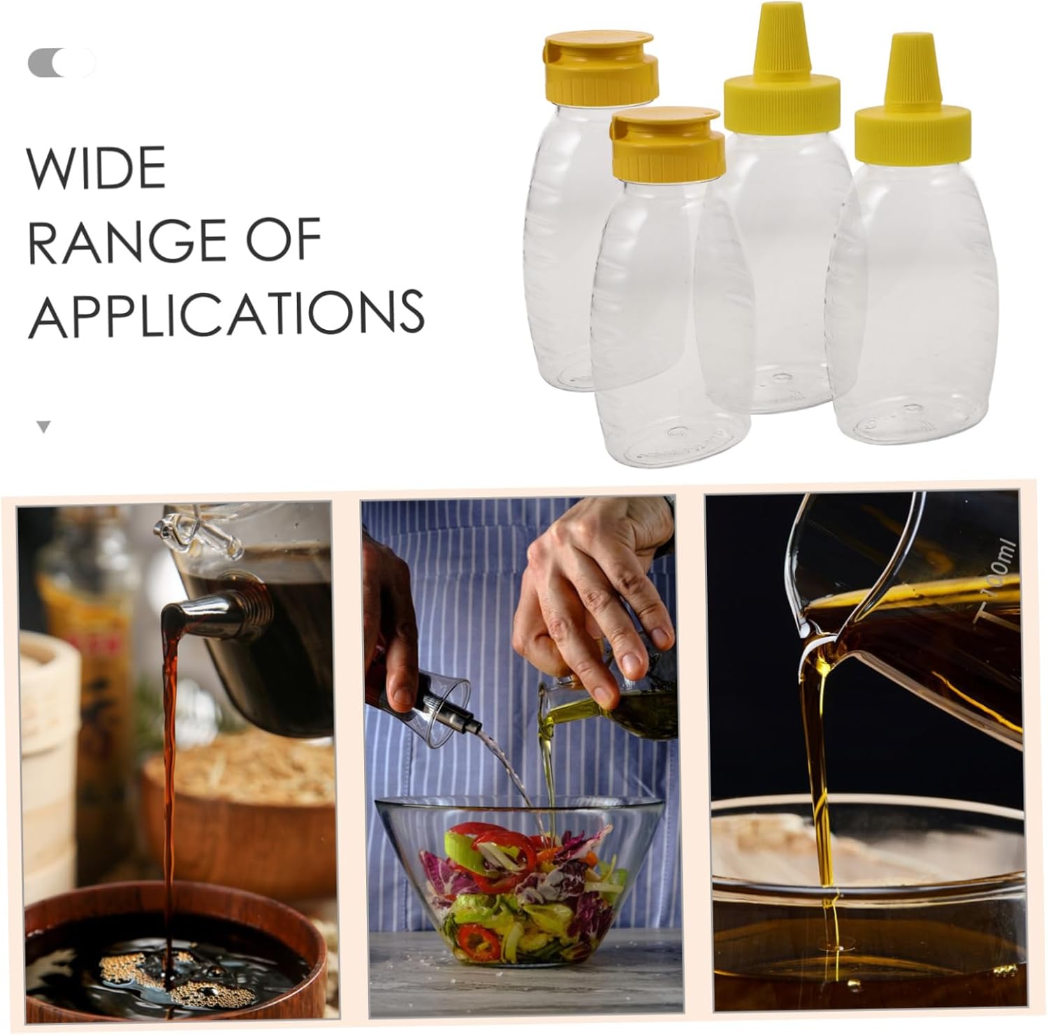 WATIIFUFU 4PC Multi-Purpose Condiment Squeeze Bottles Leakproof