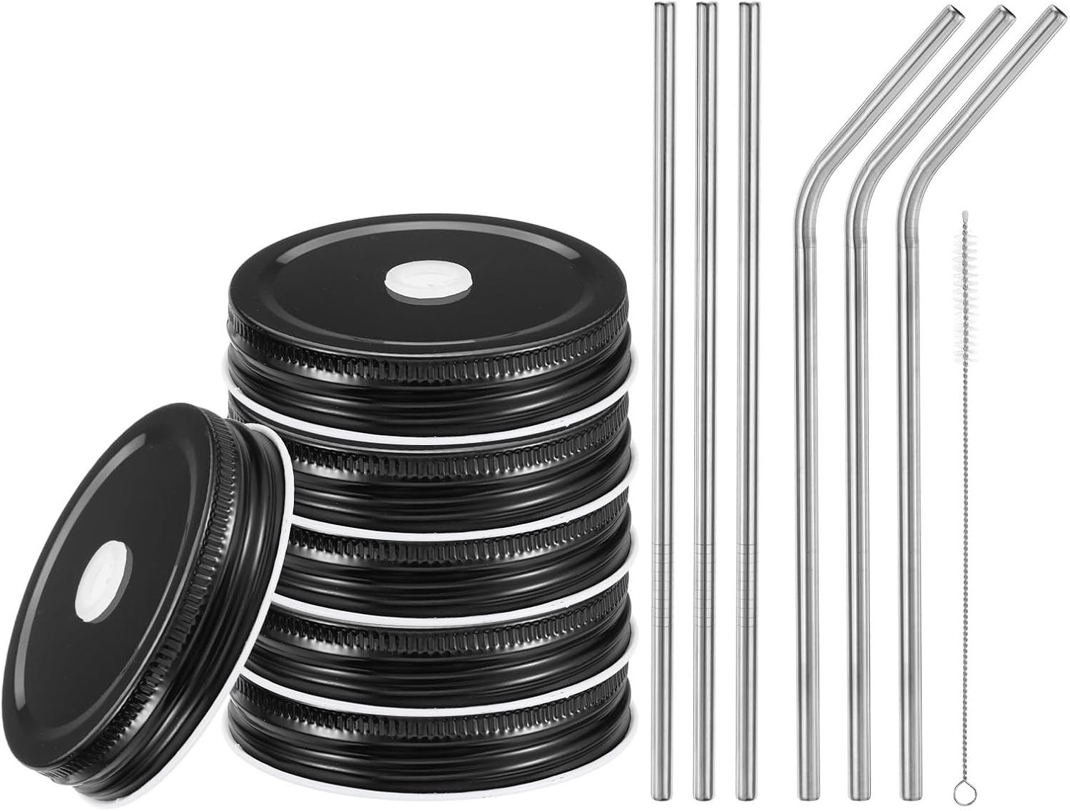 Uxcell 13pcs Stainless Steel Mason Jar Lids with Straw Hole 1