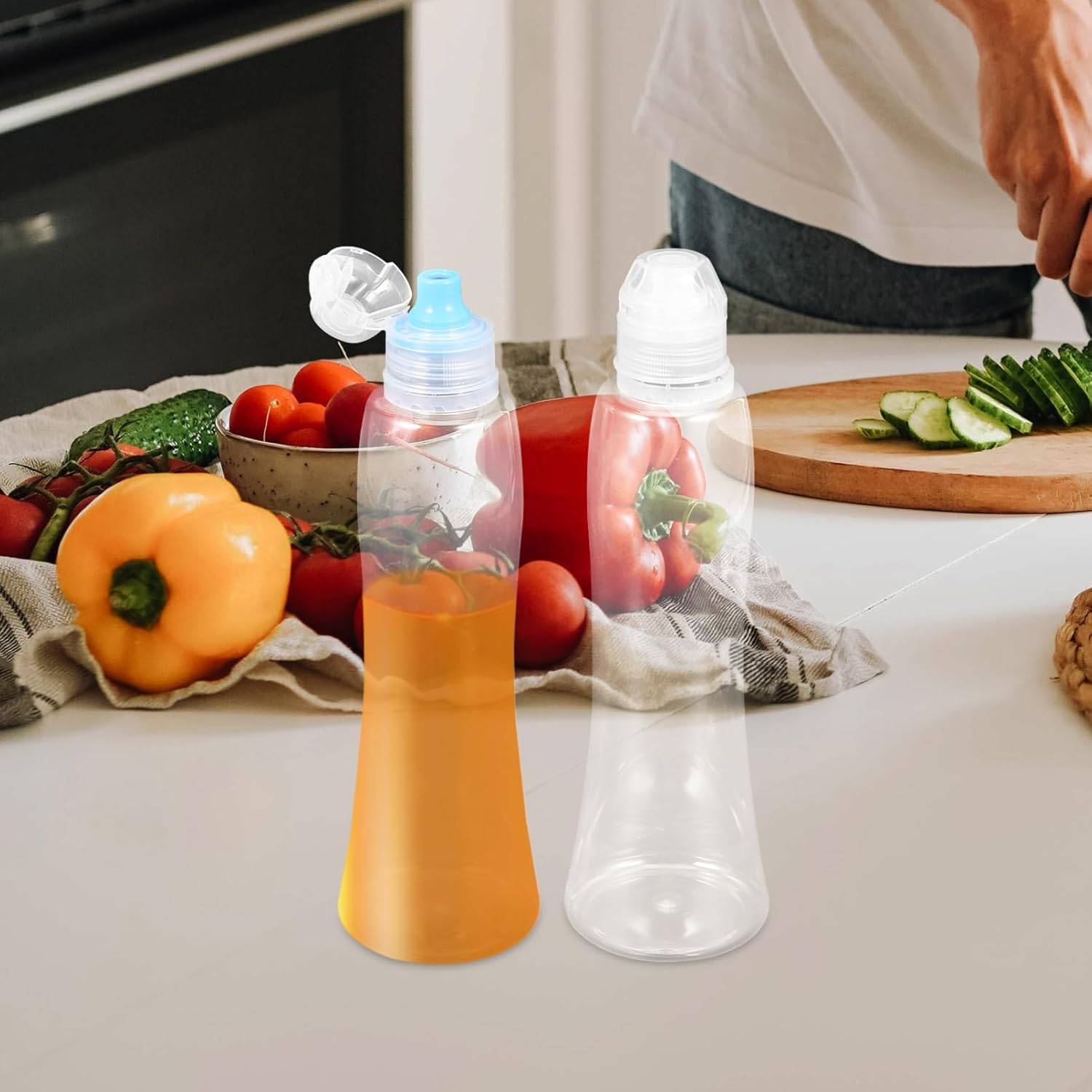12 Pcs Refillable Condiment Squeeze Bottles with PET Leakproof Cap