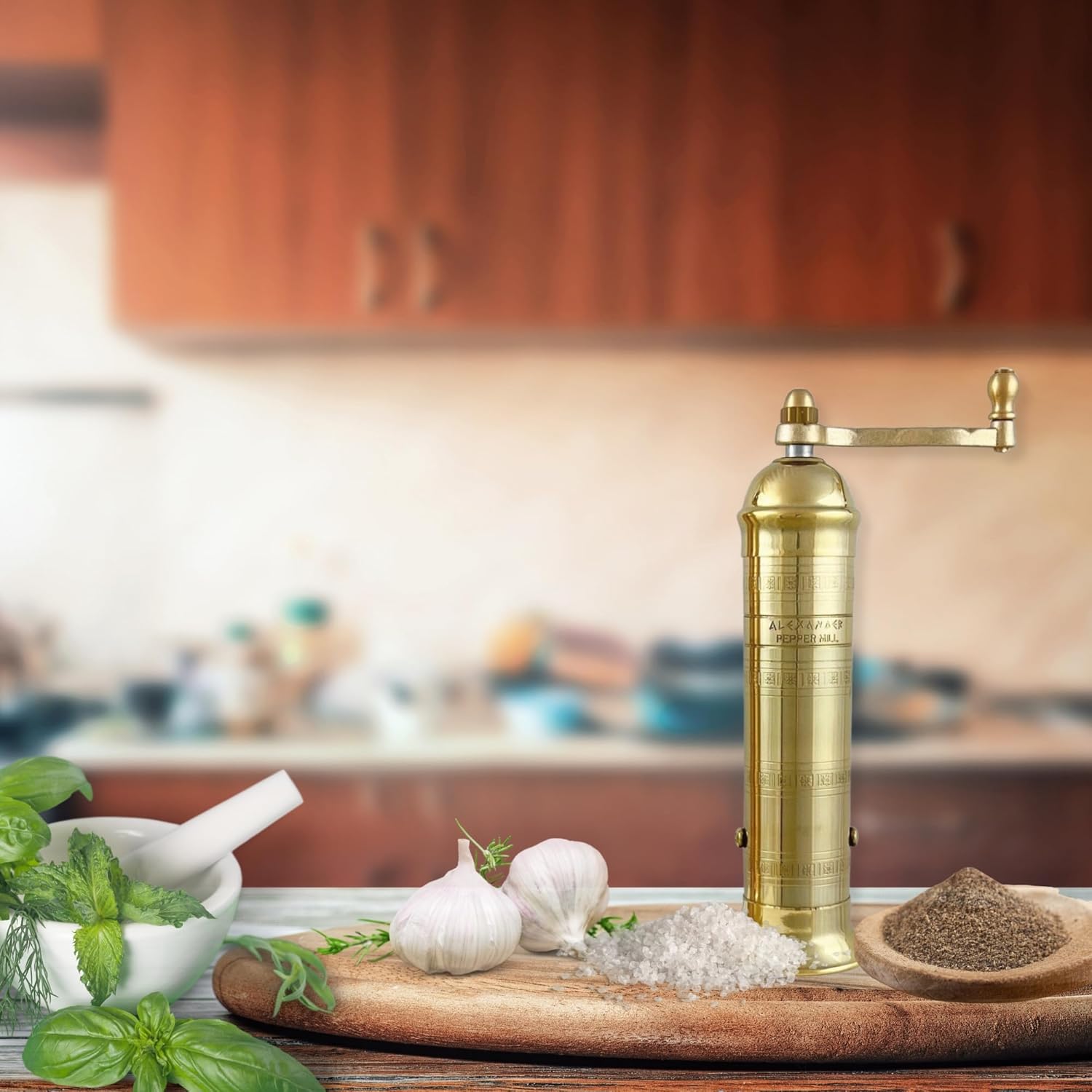 European Brass Pepper Mill Handcrafted Adjustable