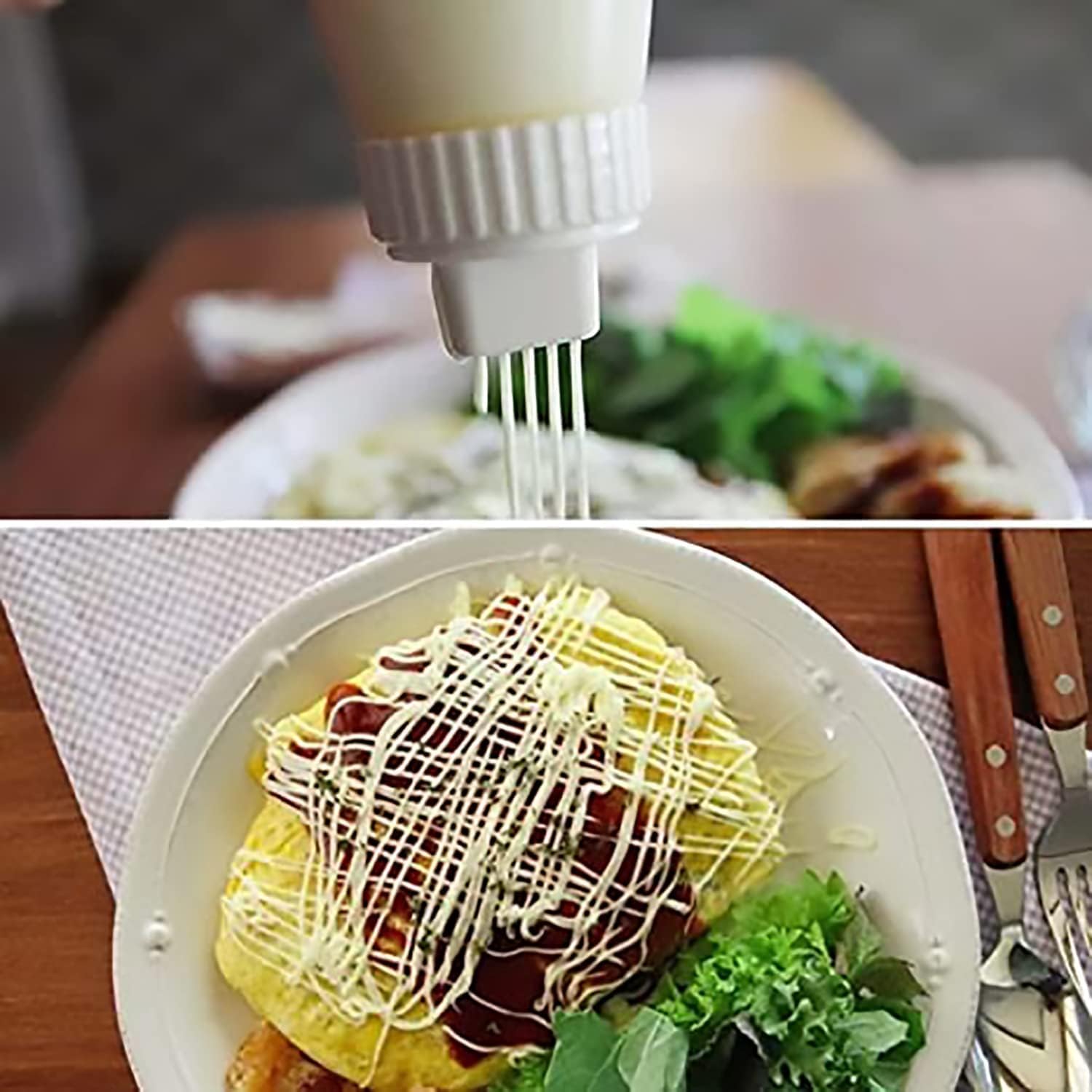 5-Hole Condiment Squeeze Spray Bottle with Lid