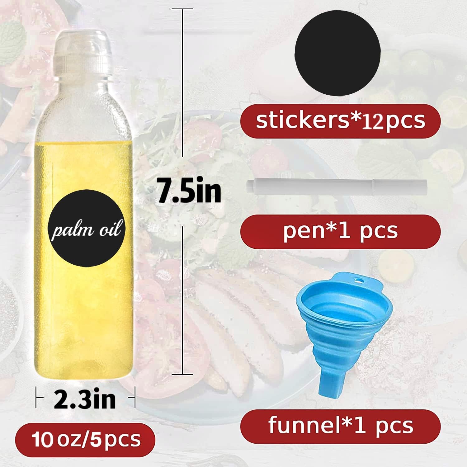 EPIPHANY 10 Oz Condiment Squeeze Bottles Set Of 5 With Flip Top Cap