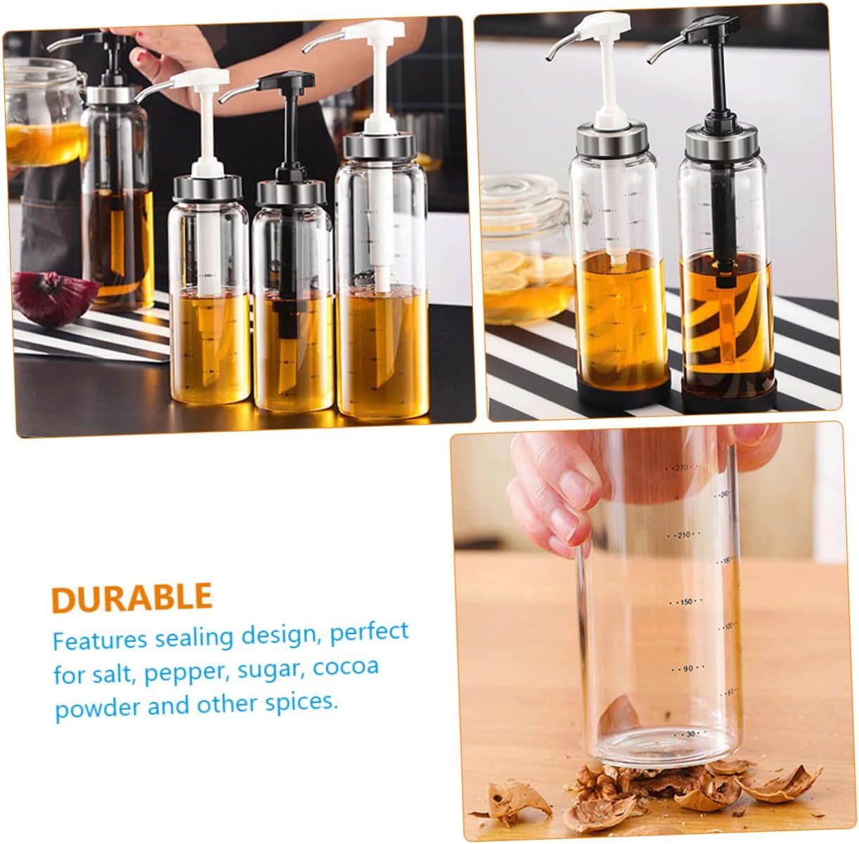 VOSAREA Honey Pump Dispenser Bottle for Honey Salt Sugar Pepper